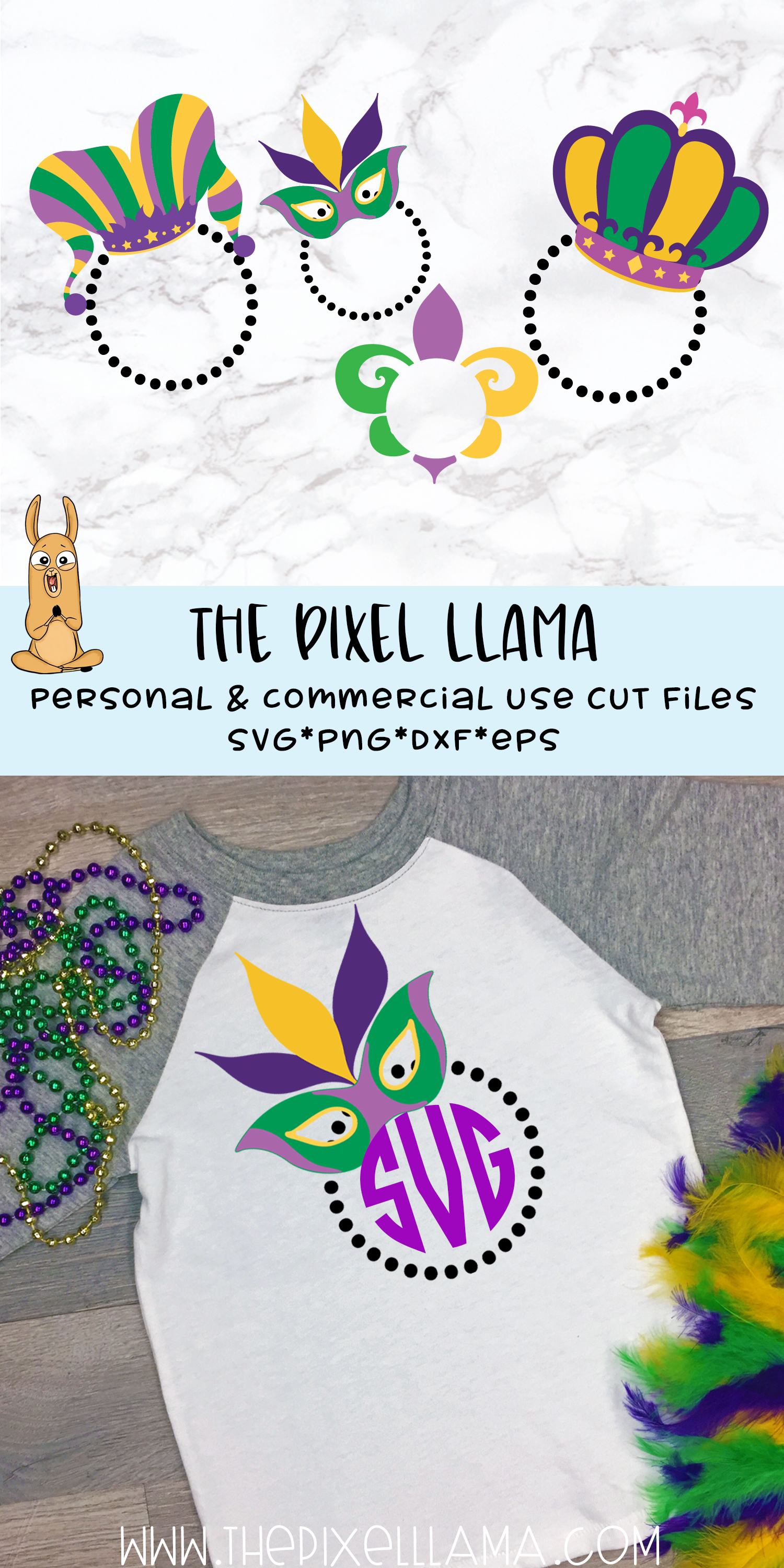 Download Mardi Gras Monogram Bundle of 4 SVG Cut Files