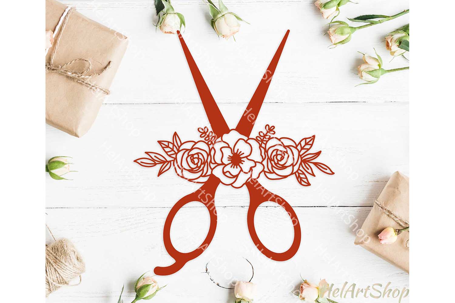 Floral scissors svg, sewing svg