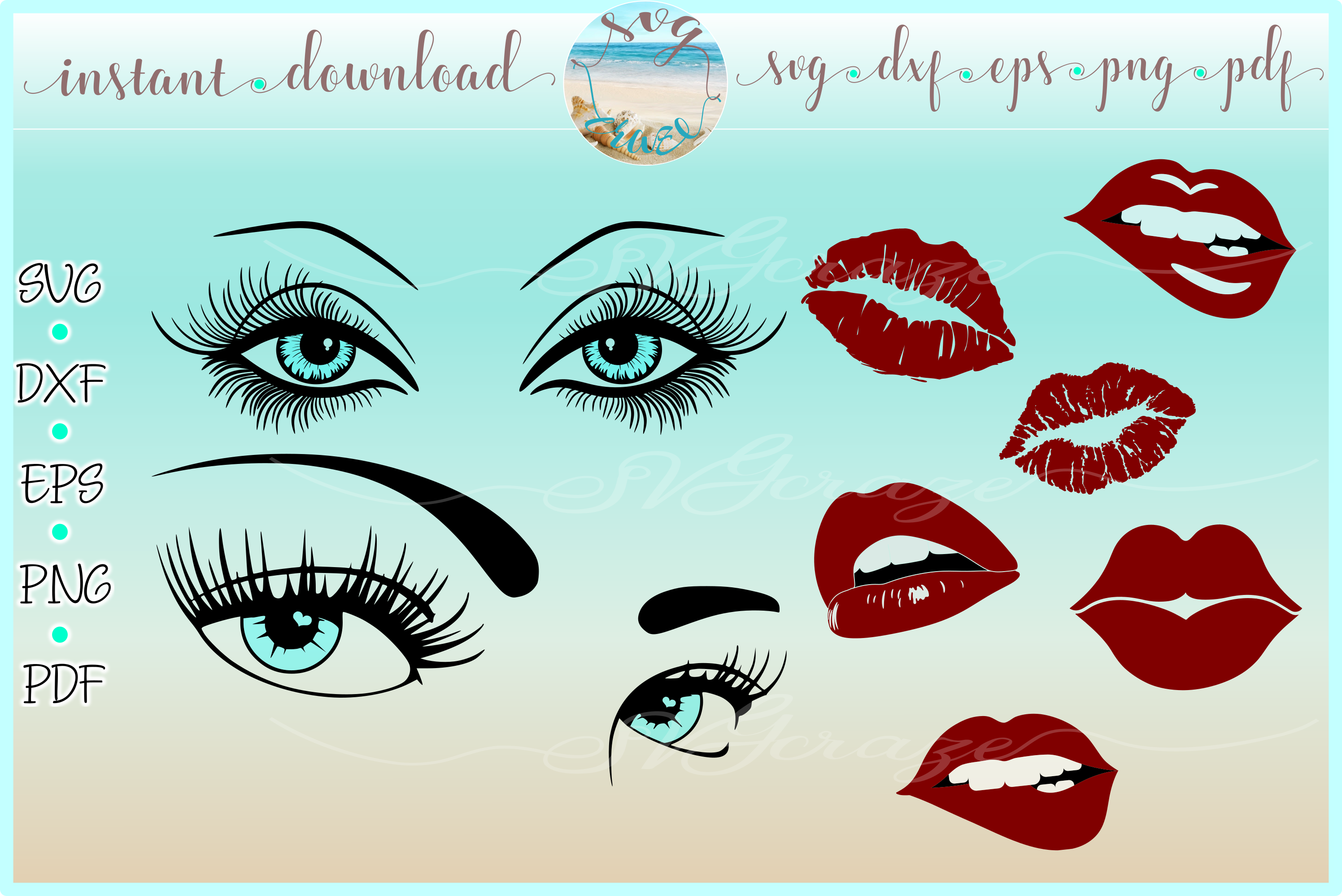 Eyelash Svg Files SVG DXF EPS PNG PDF files for Cricut Sihou