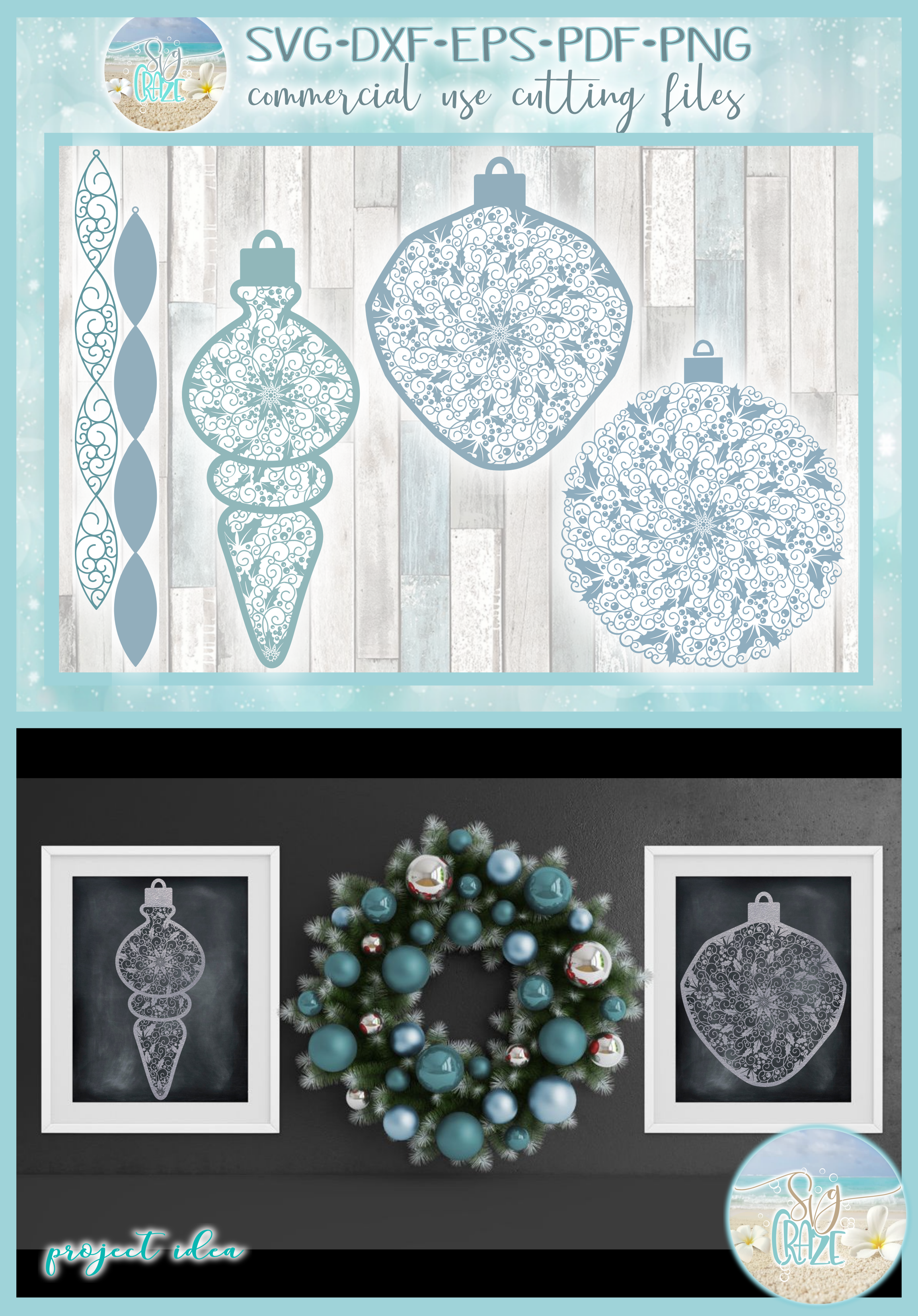 Download Christmas Vintage Ornaments Mandala SVG