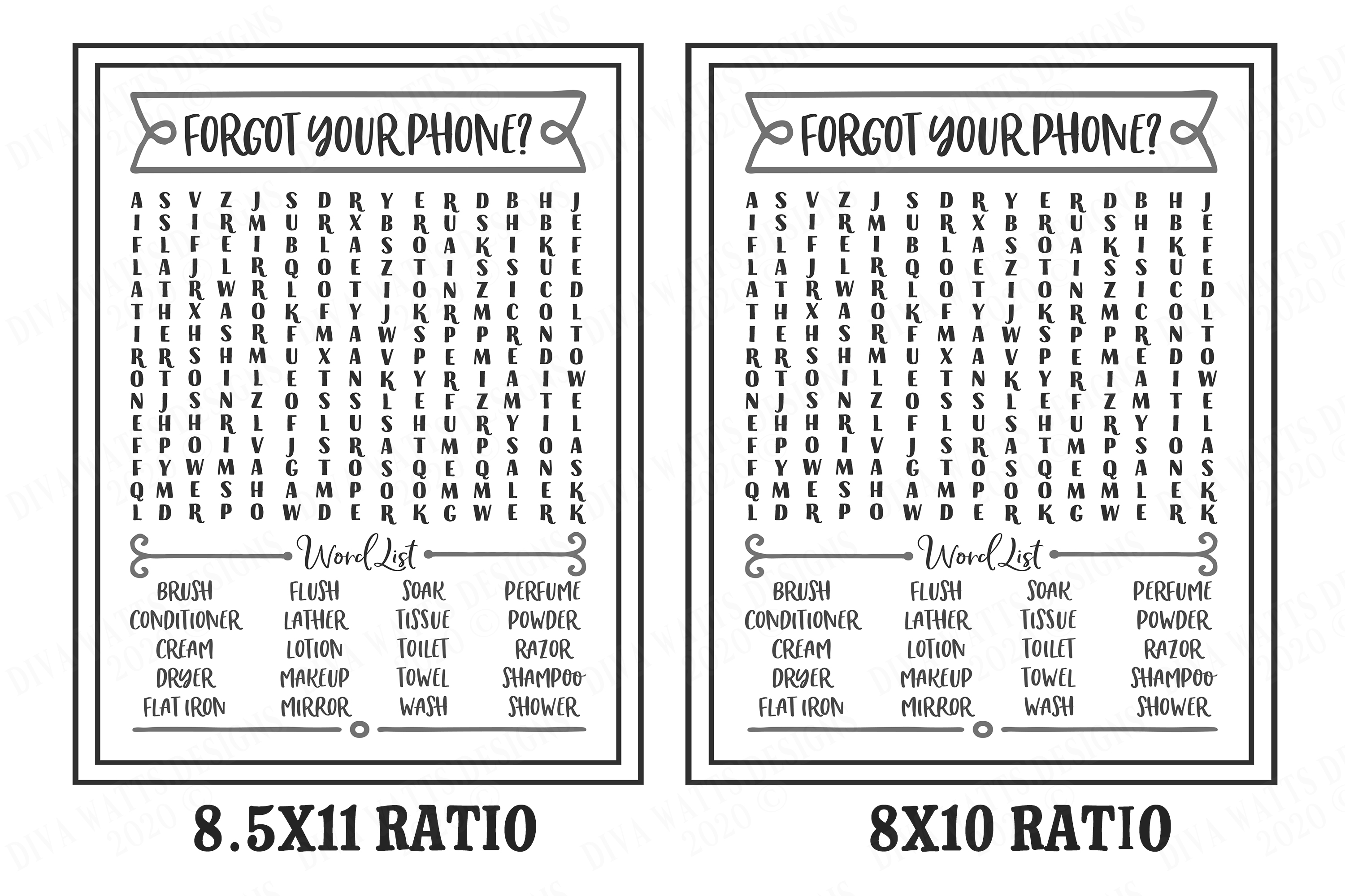 word search forgot your phone bathroom humor sign svg