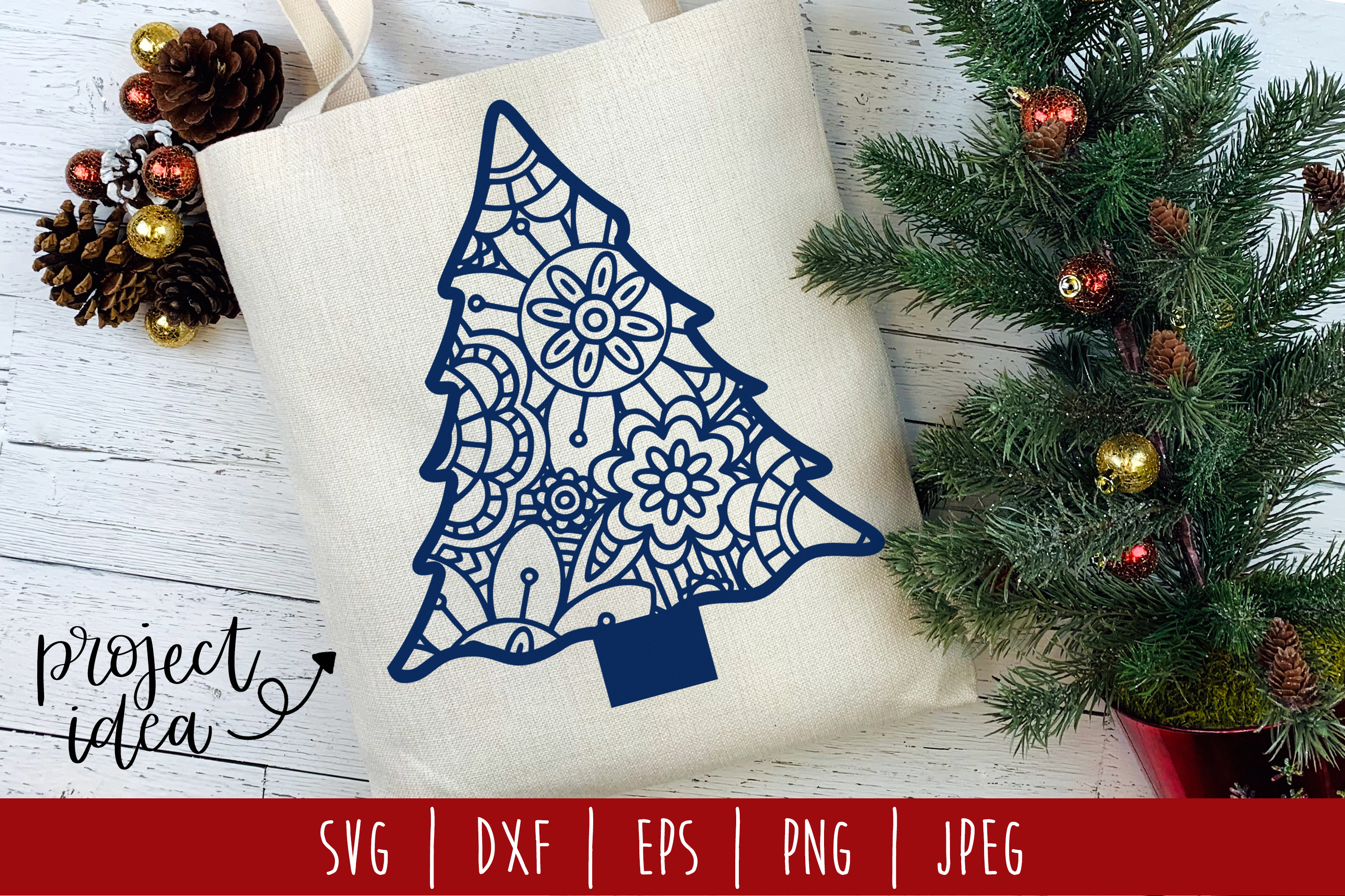 Download Christmas Tree Mandala Zentangle SVG, DXF, EPS, PNG, JPEG ...