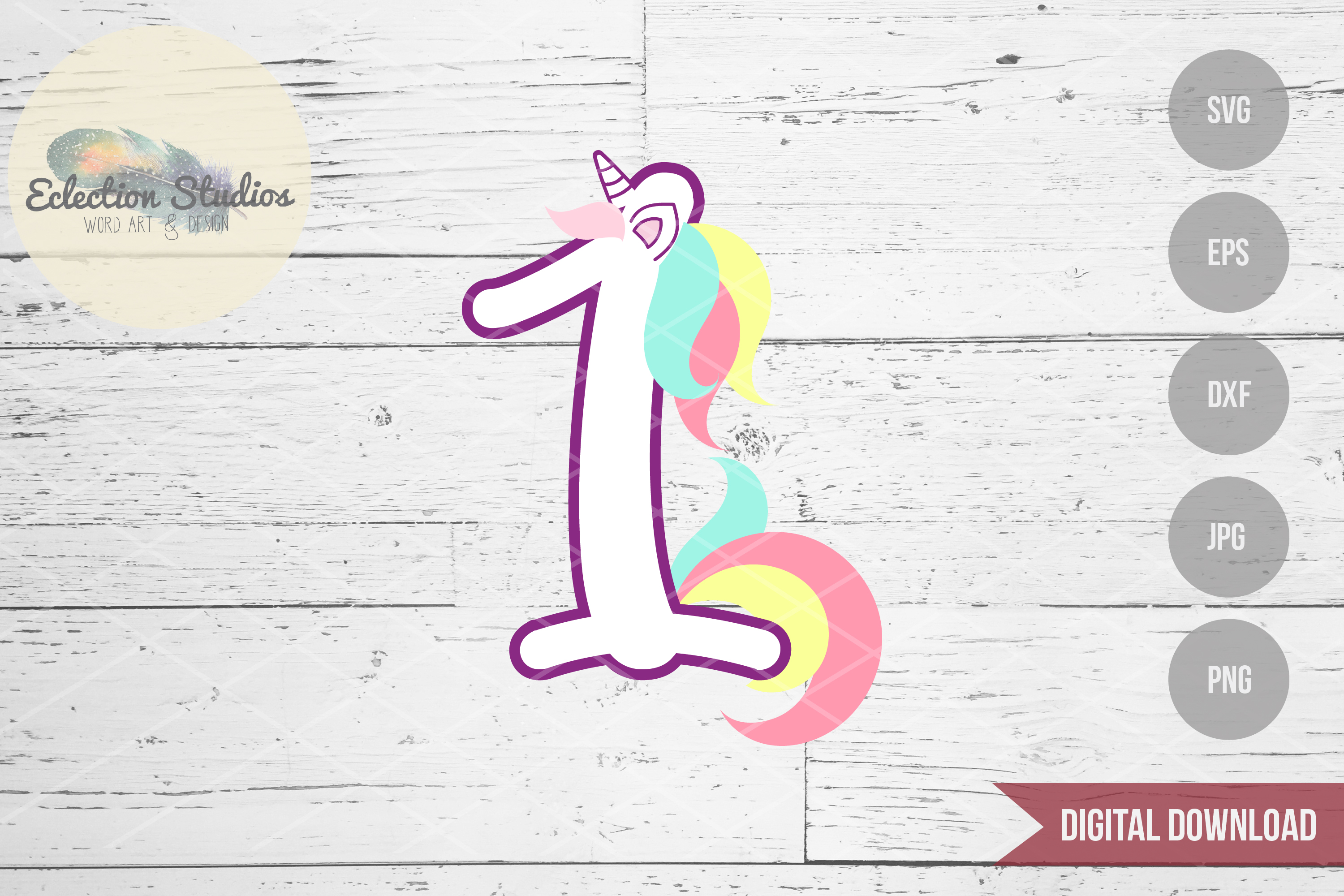unicorn shaped one 1 svg 85241 cut files design bundles
