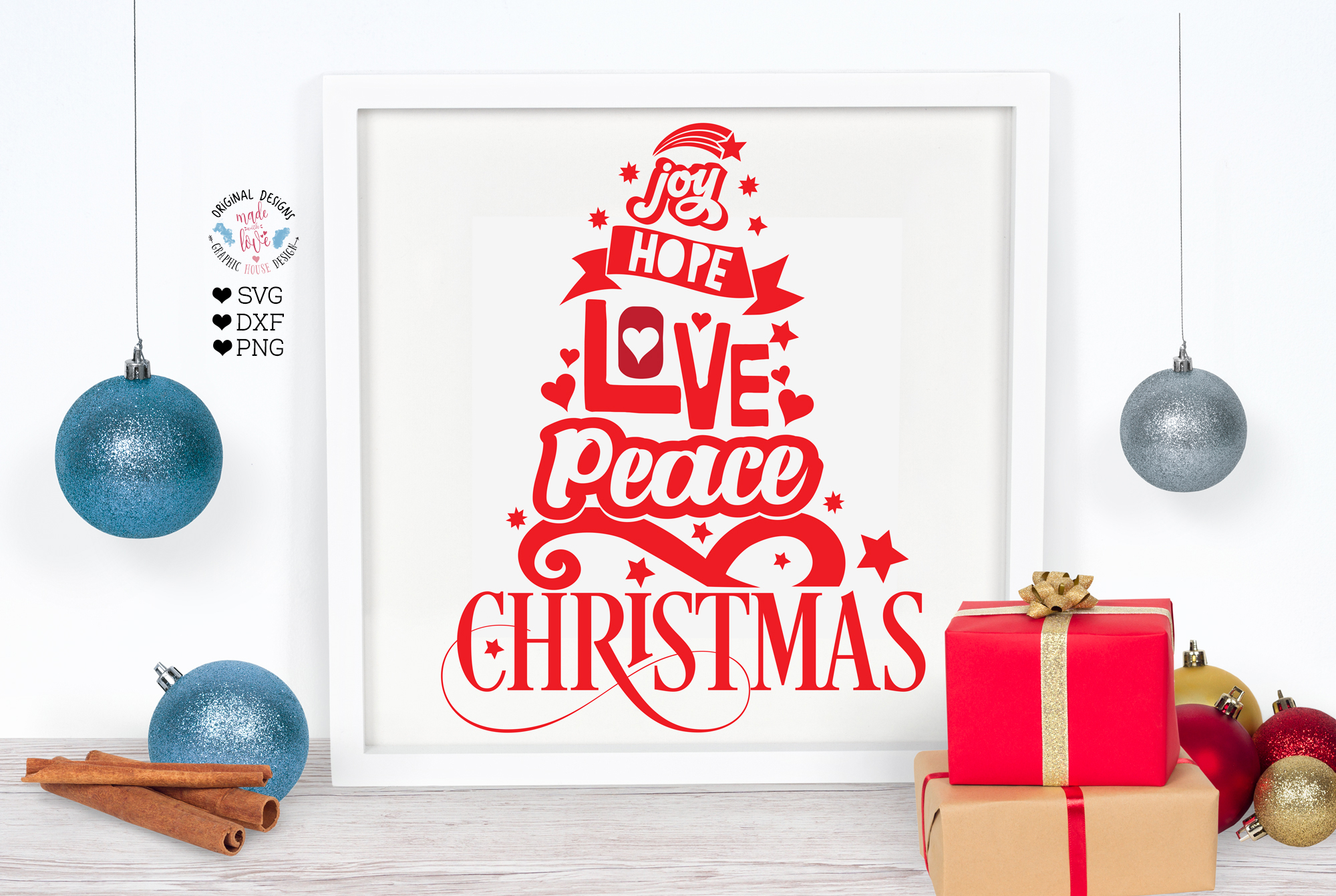 Joy Hope Love Peace Christmas (383542)  Printables  Design Bundles