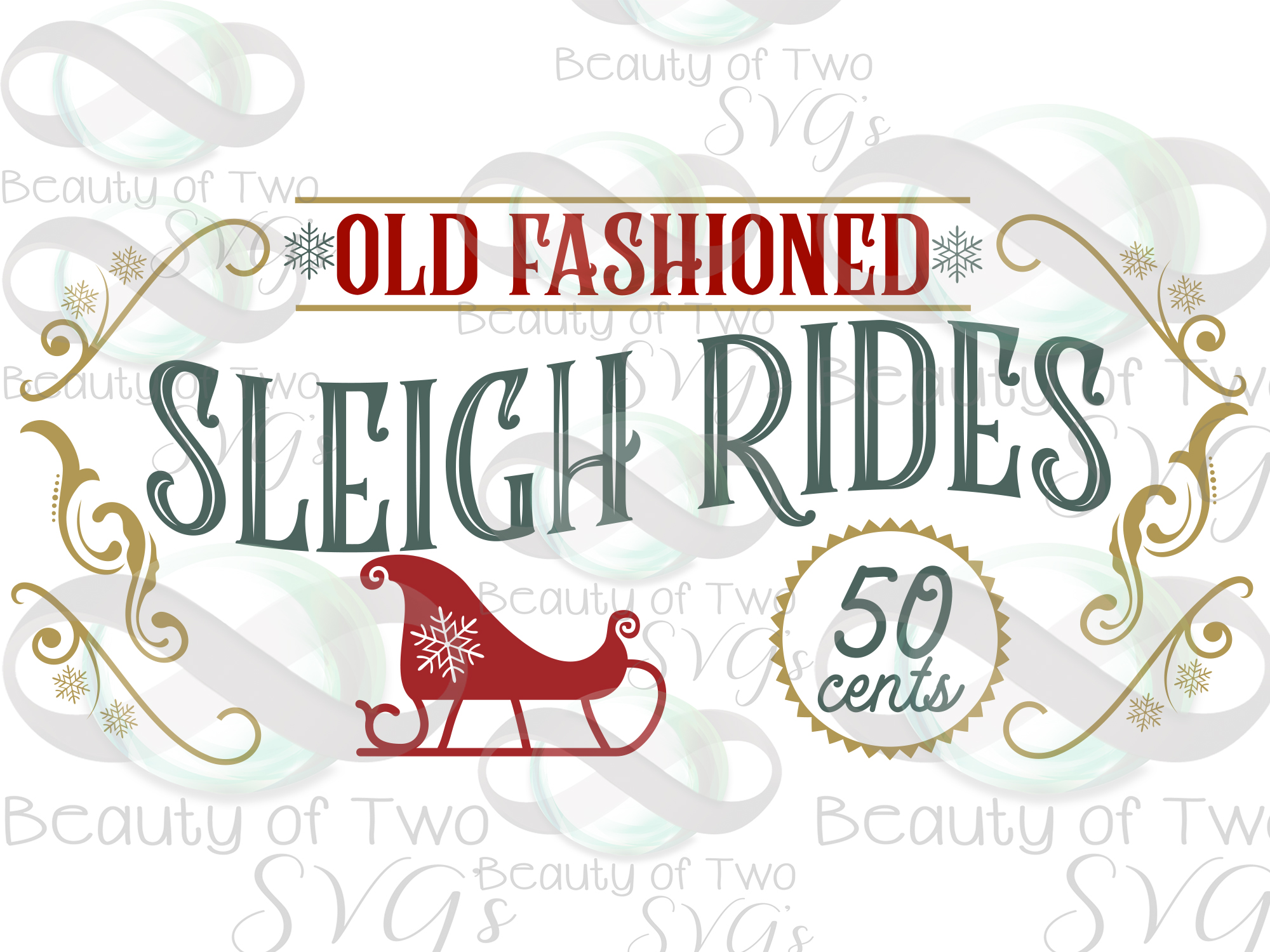 Christmas sleigh rides svg & png, Vintage Christmas sign svg