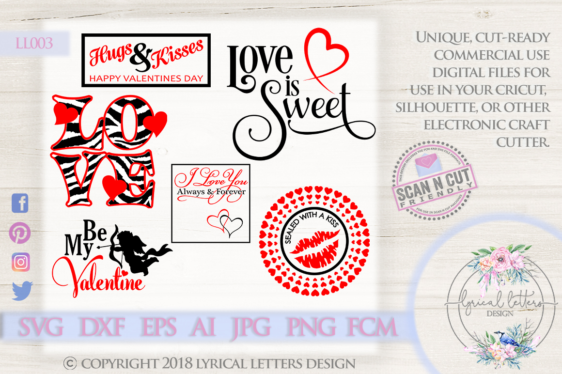 Download Valentine's Day Love Bundle of 6 SVG DXF Cut Files LL003 (174313) | Cut Files | Design Bundles