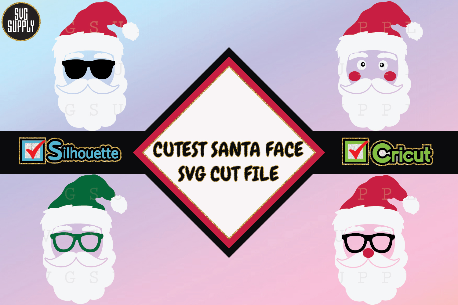 Download Santa Face Set SVG Cut File (174517) | Cut Files | Design ...