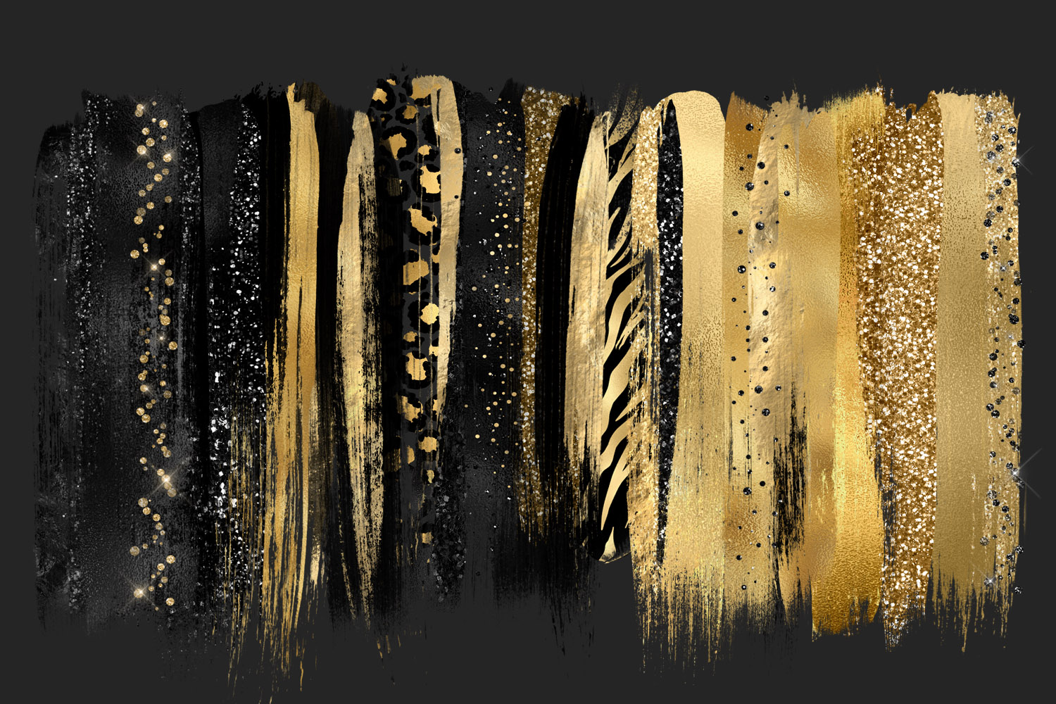 Black and Gold Brush Strokes Clipart