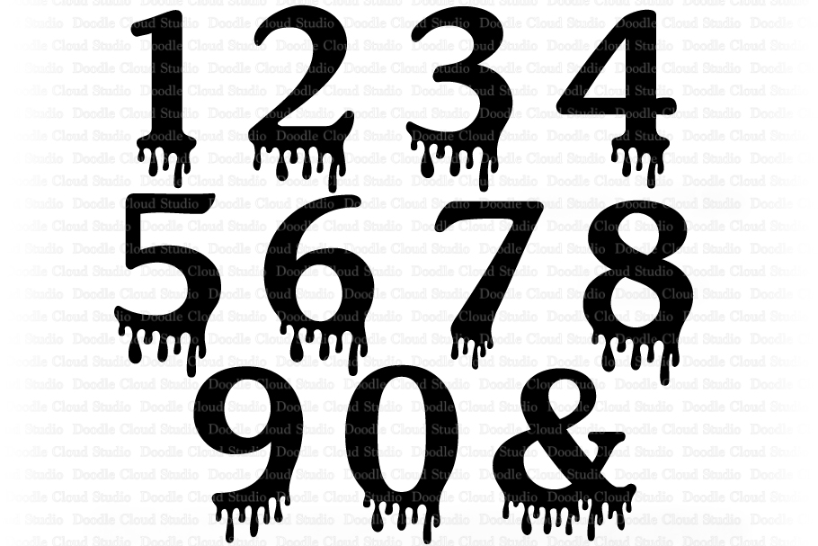 Dripping Numbers Set SVG, Numbers Clipart. Numbers Halloween
