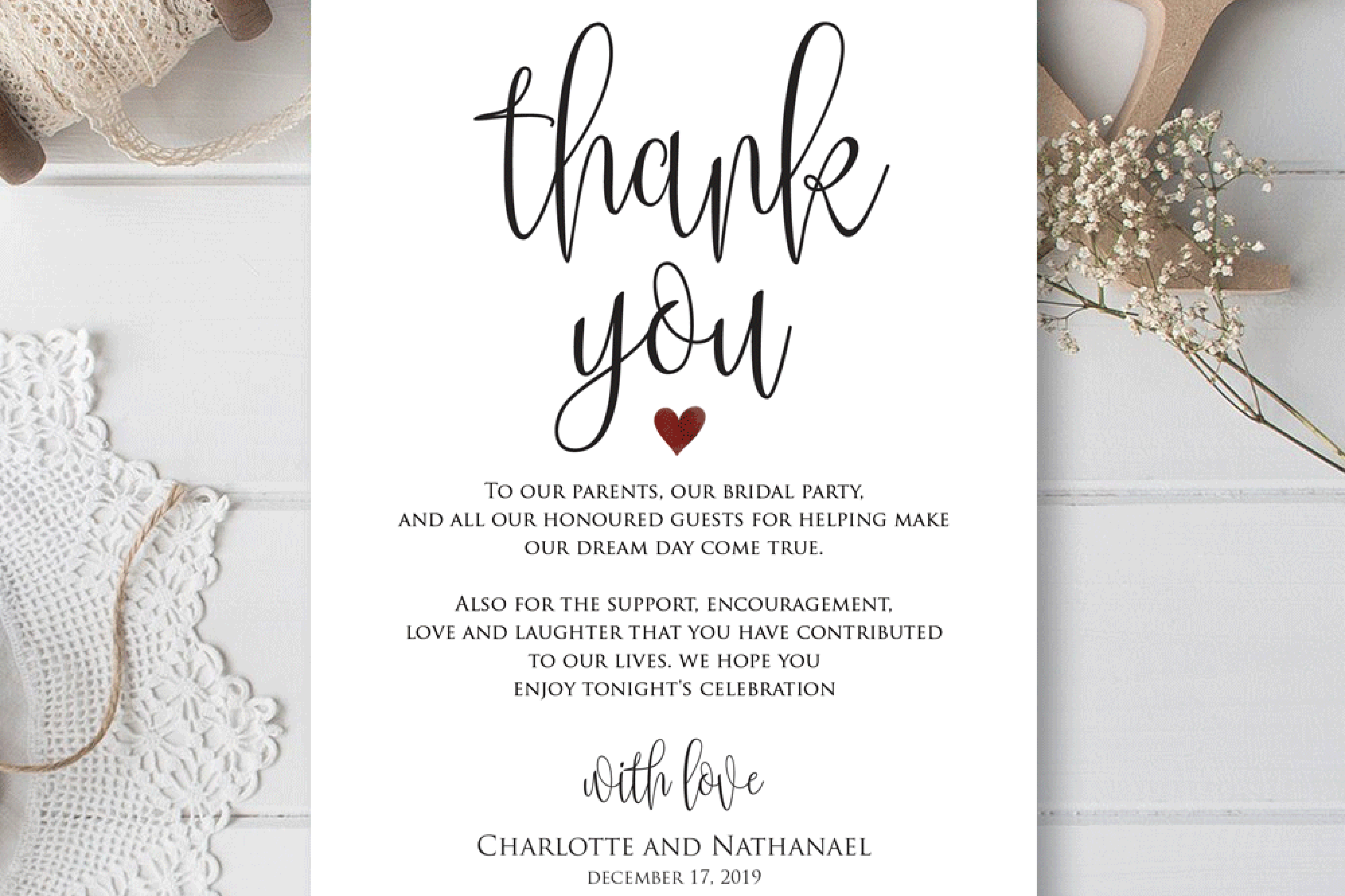 Wedding Thank You Note Printable Thank You Card Template 362872 