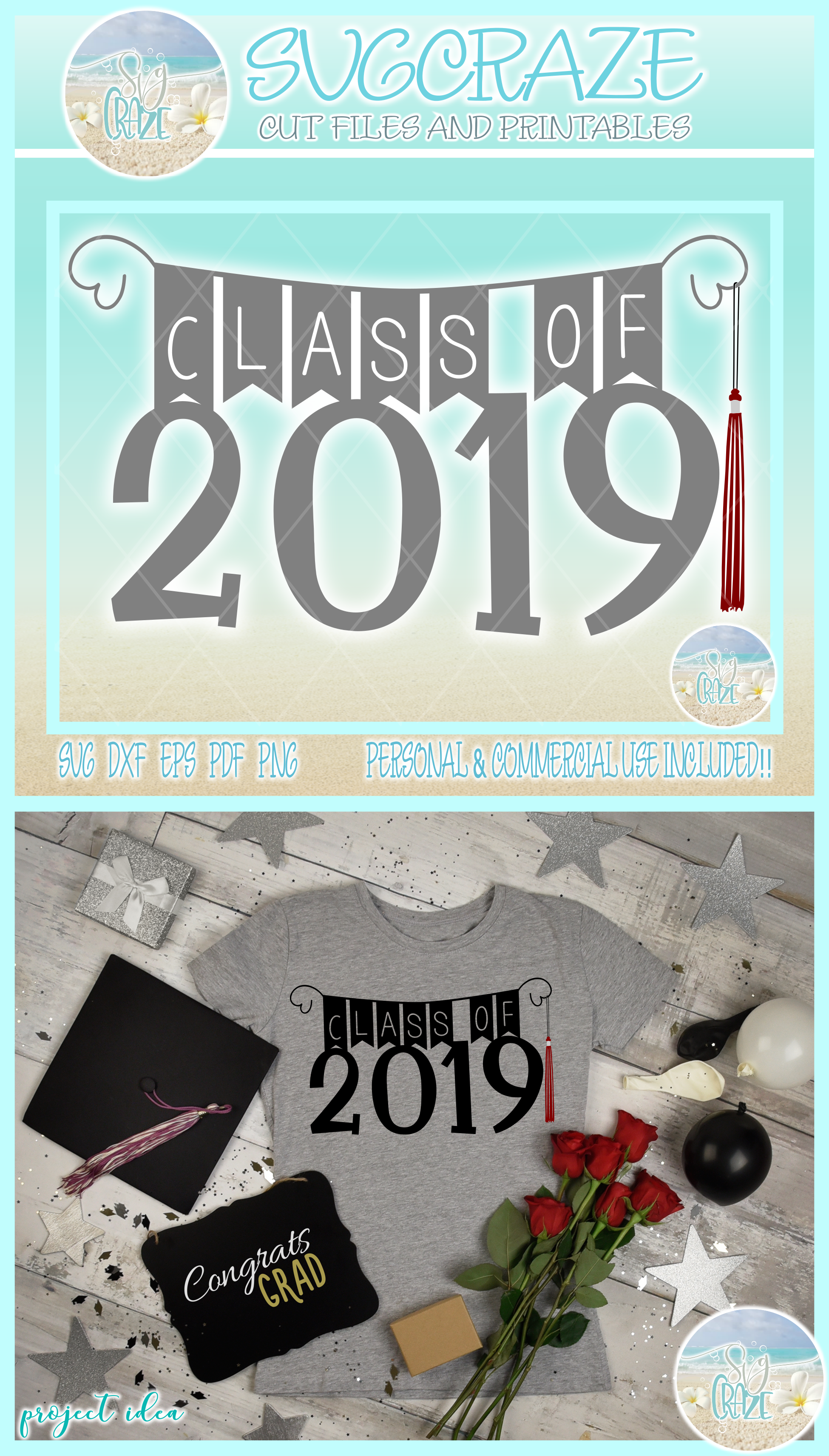 Download Class of 2019 Graduation Banner with Tassle Tshirt SVG