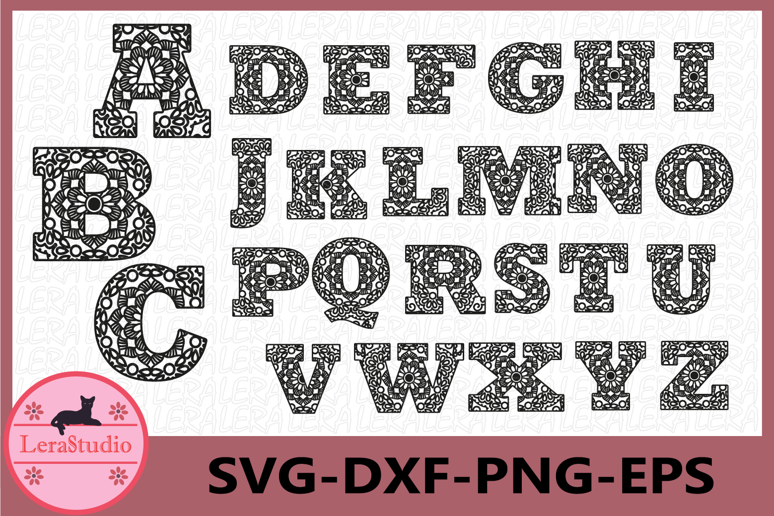 Alphabet Mandala SVG, Zentangle SVG, Mandala Letters svg