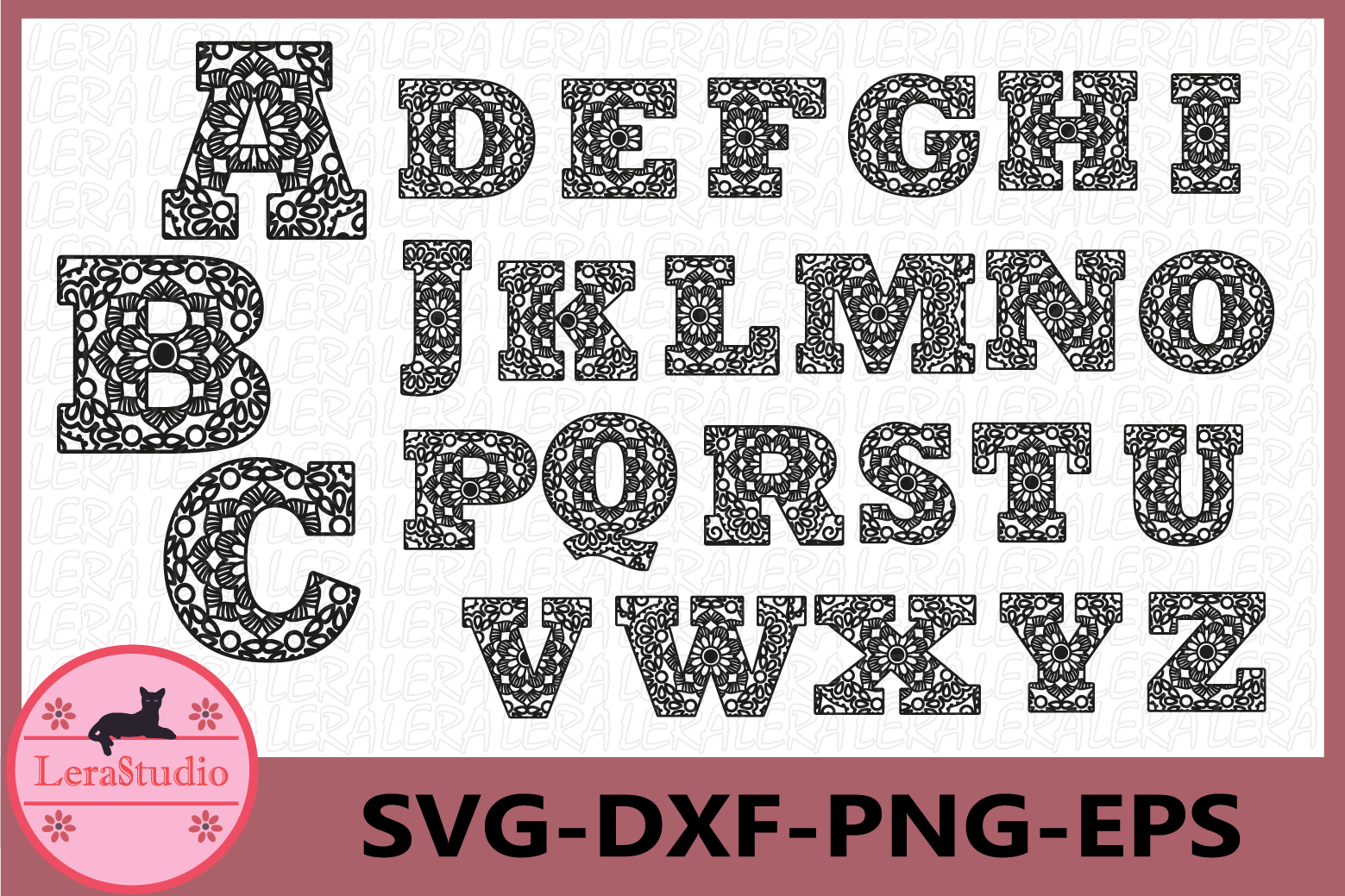 Download Alphabet Mandala SVG, Zentangle SVG, Mandala Letters svg ...