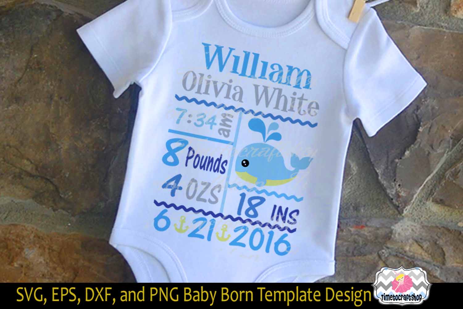 Download SVG, Dxf, Png & Eps Baby Birth Announcement Template