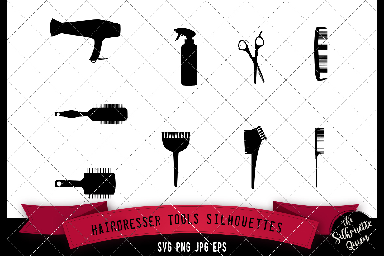 Download Hairdresser Tools Silhouette, SVG, cricut Clipart, Vector, e (138879) | Illustrations | Design ...