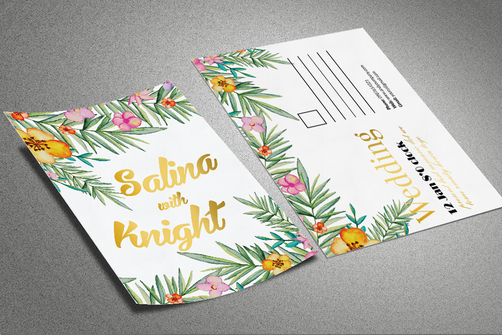 Floral Wedding Postcard (52298) Card Making Design Bundles