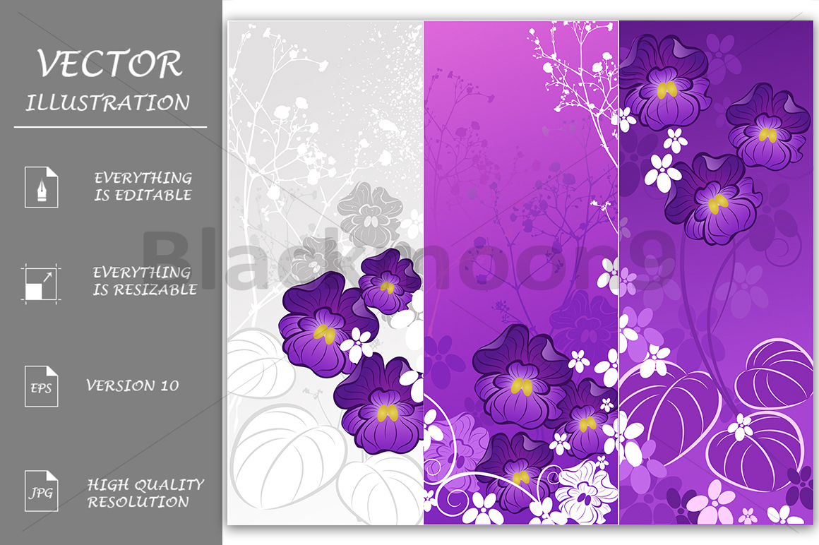 Banners with Violets (33750) Backgrounds Design Bundles