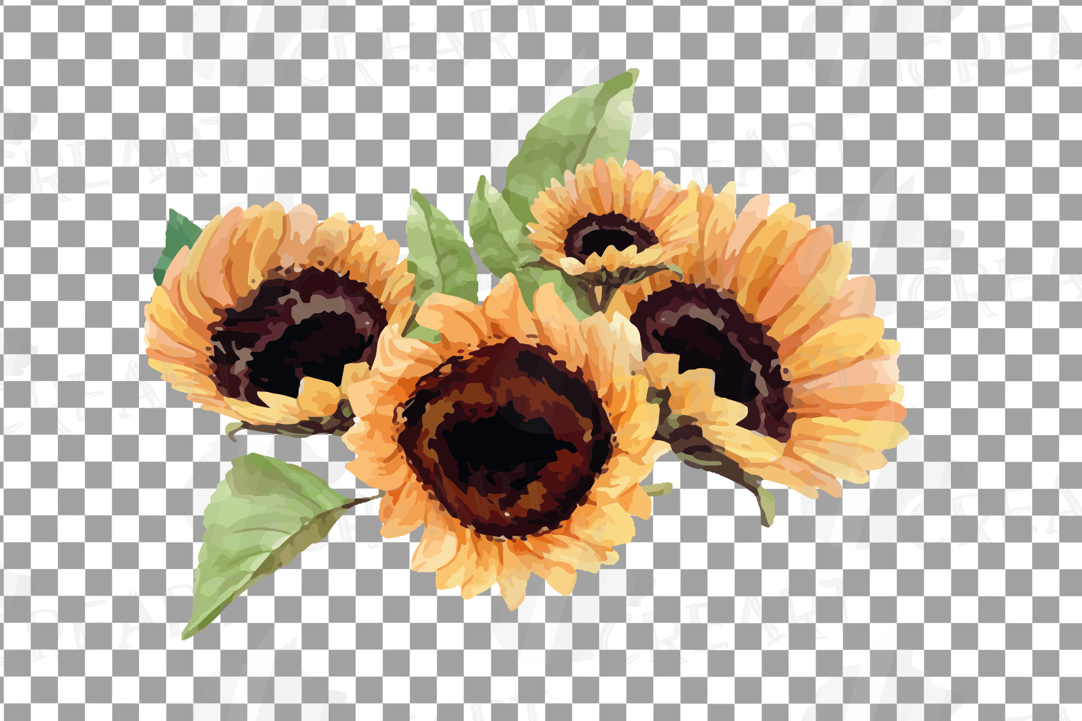 Sunflower Bouquets Watercolor Clip Art Digital Floral Decor