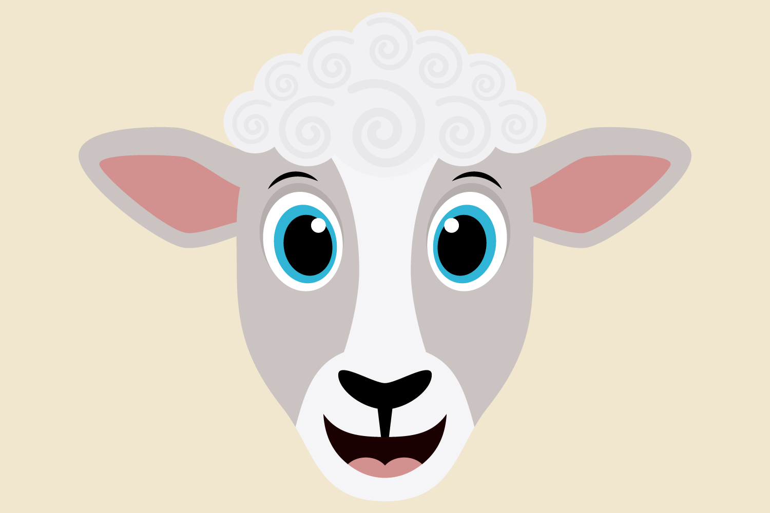 Cute Sheep SVG Cut Files, Happy Farm Animal Face