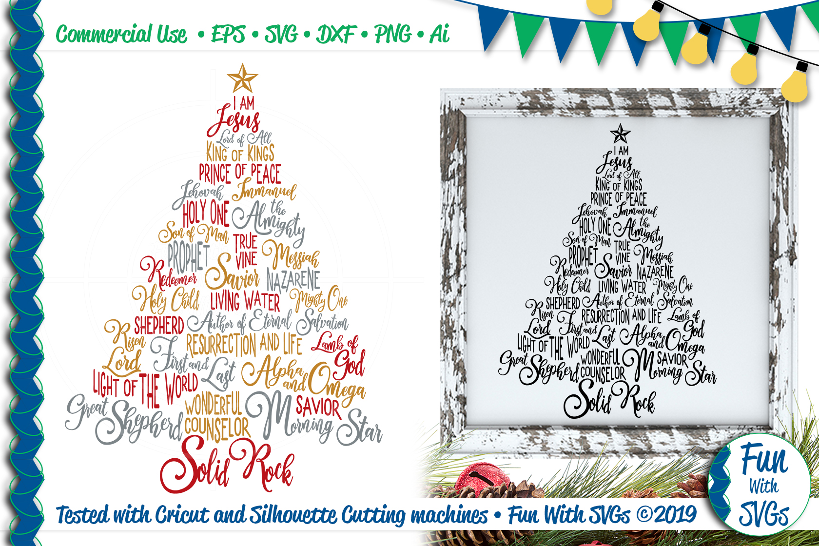 Names of Jesus Christmas Tree SVG & Printable File Included