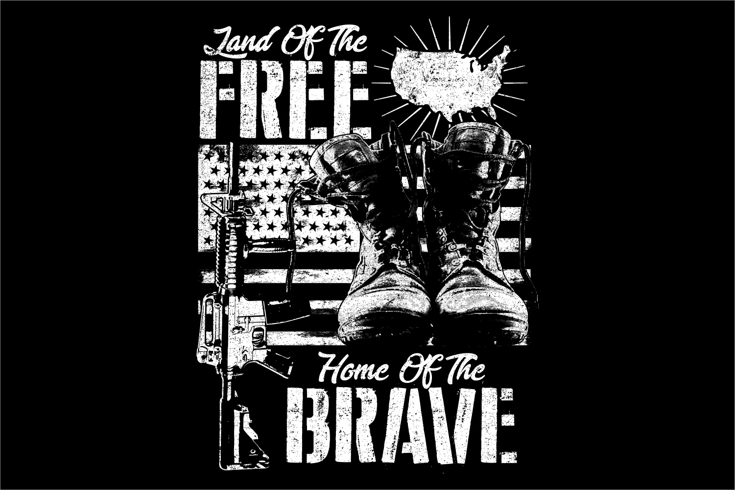Land Free Home Brave Illustration Military Design