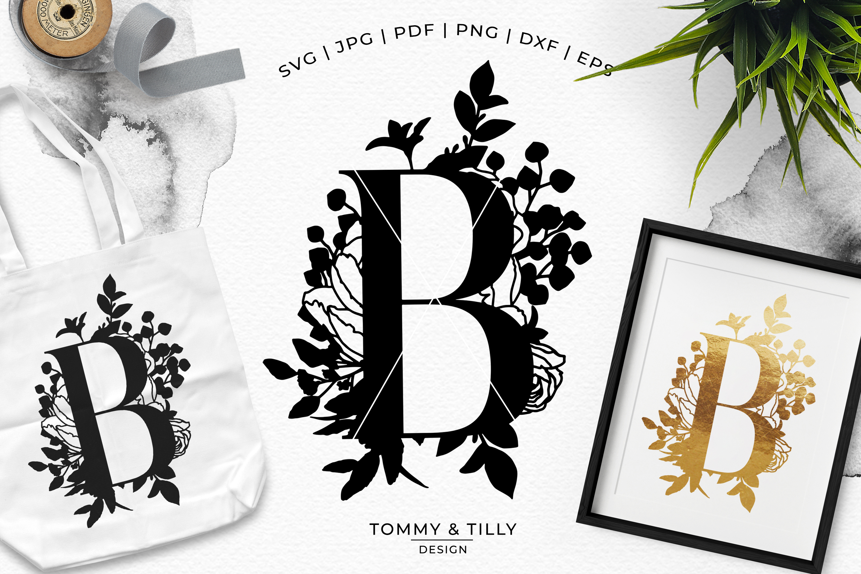 Download B Bouquet Letter Design - Paper Cut SVG EPS DXF PNG PDF JPG