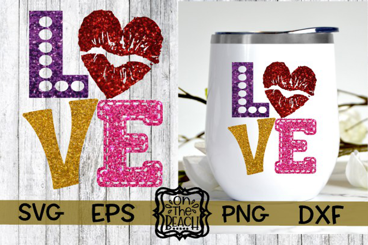 Love Love Lips Valentine Glitter 193235 Svgs Design Bundles