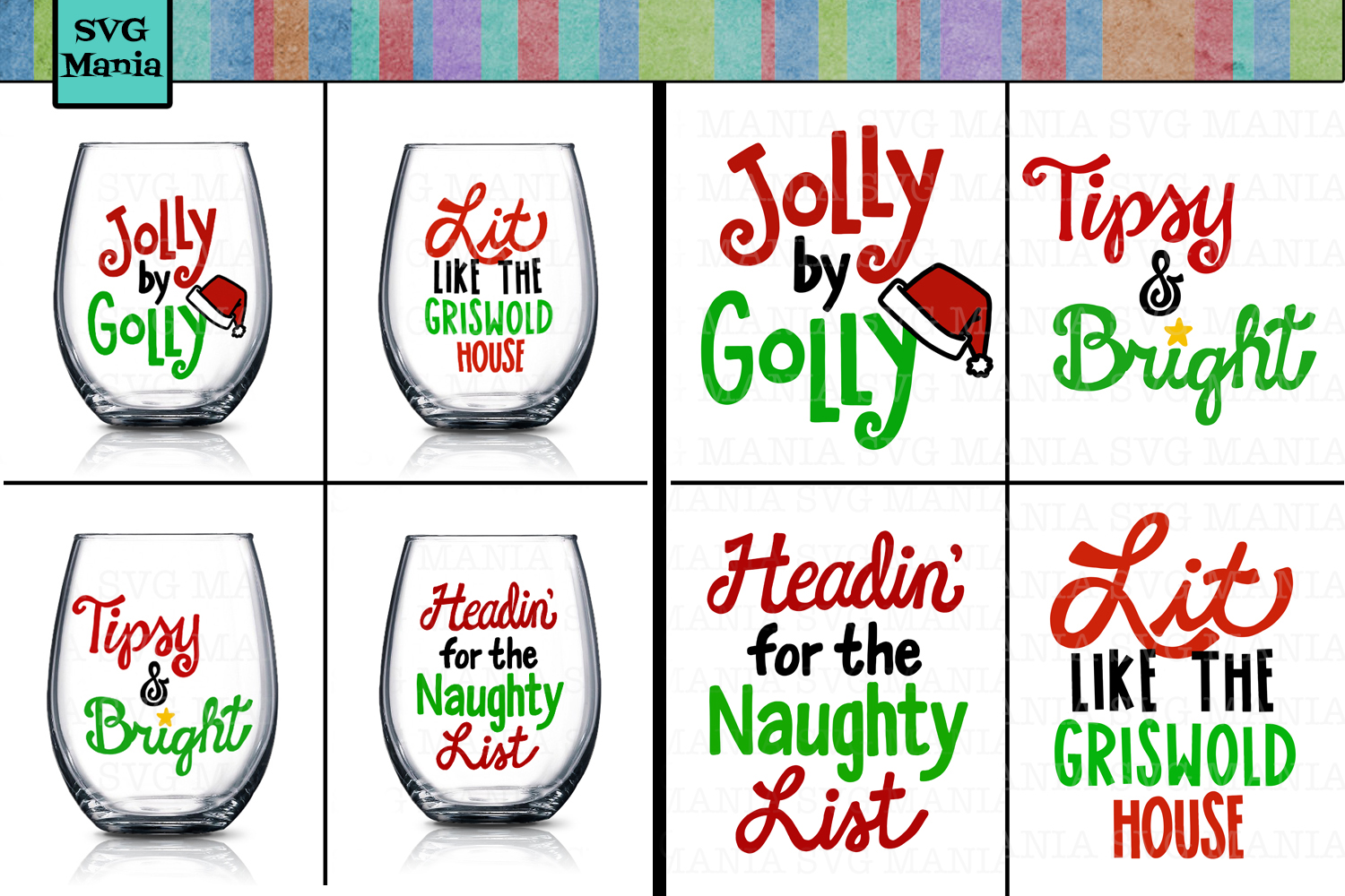 FUNNY CHRISTMAS WINE GLASS BUNDLE, Christmas Wine Label SVG (295108
