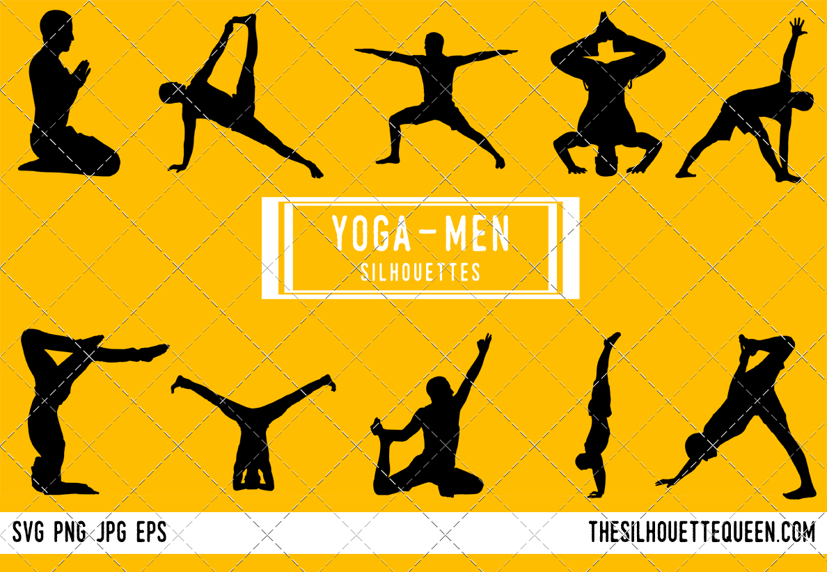 Man Yoga silhouette, Male Yoga Poses clipart Man Yoga silhouette, Male Yoga Poses clipart