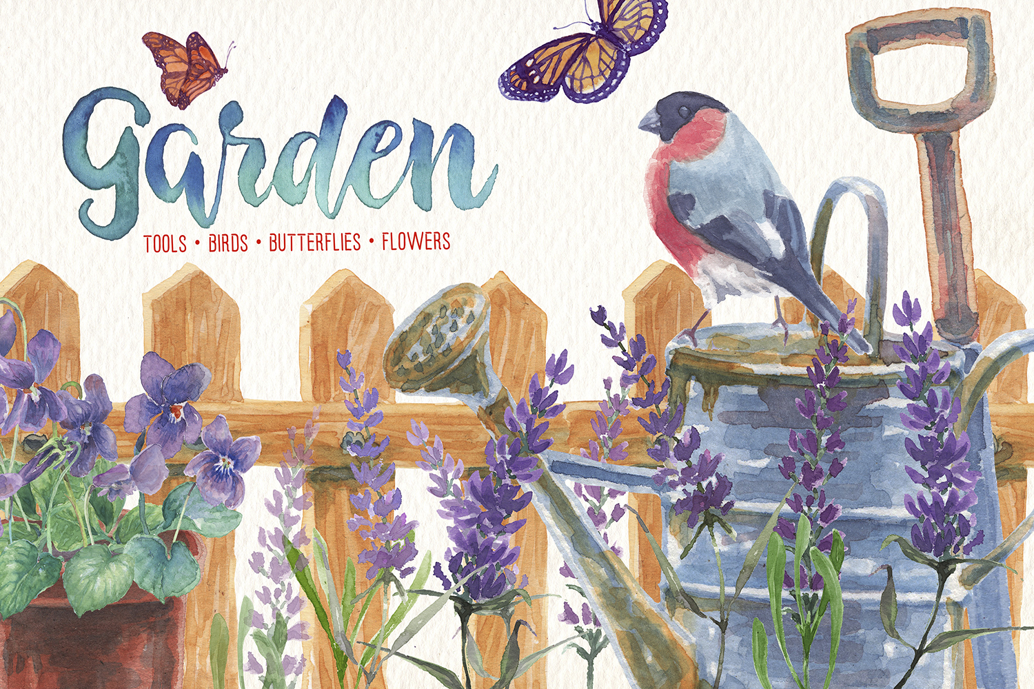 Download watercolor in the garden clip art (77789) | Illustrations ...