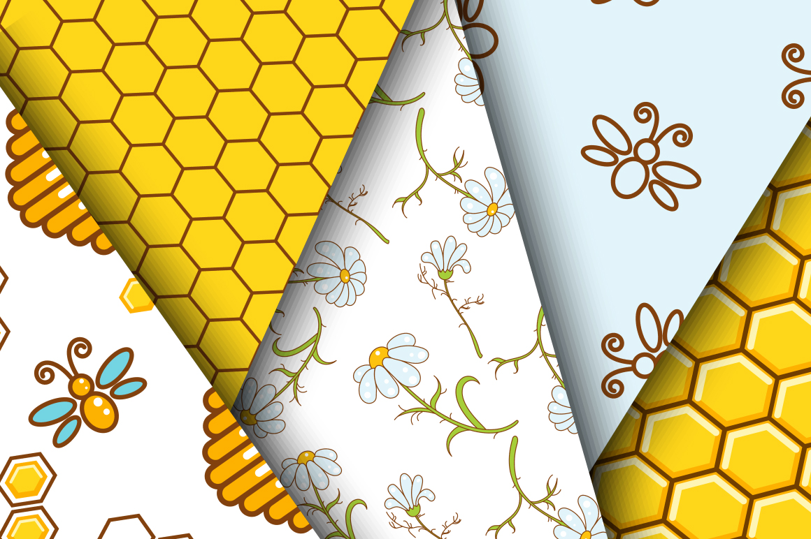 Honey Bee Seamless Patterns