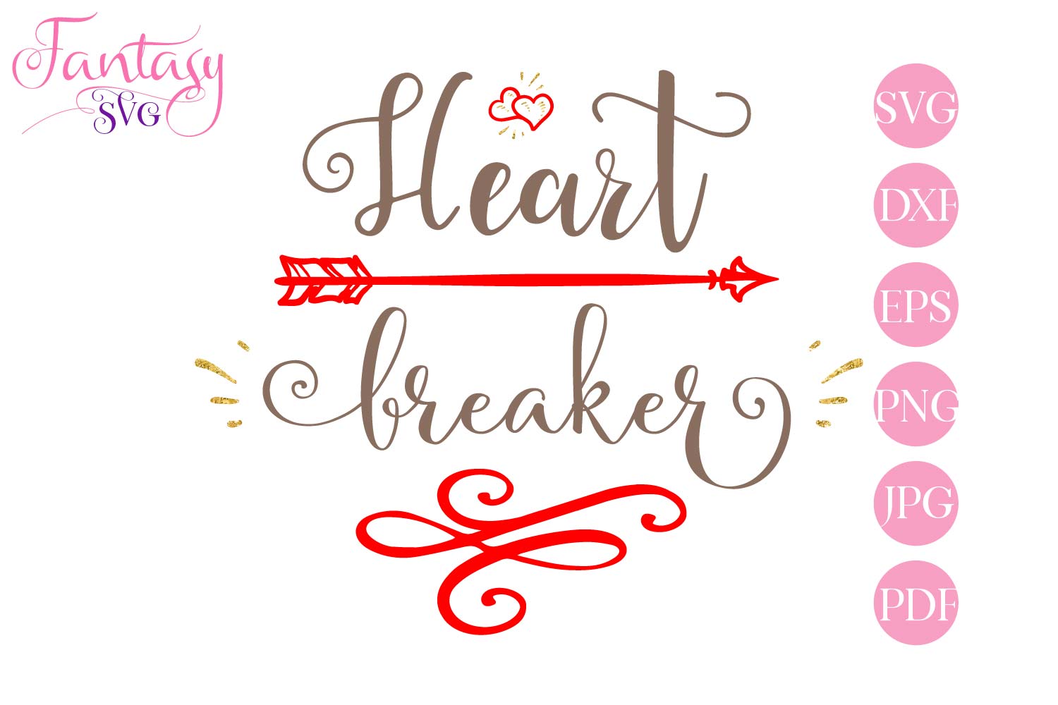 Heart breaker svg cut file for silhouette and cricut