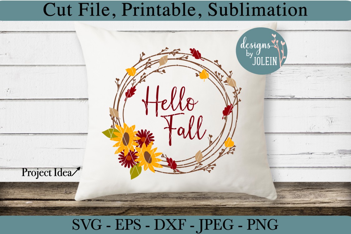 Download Hello Fall Wreath SVG, png, eps, DXF, sublimation