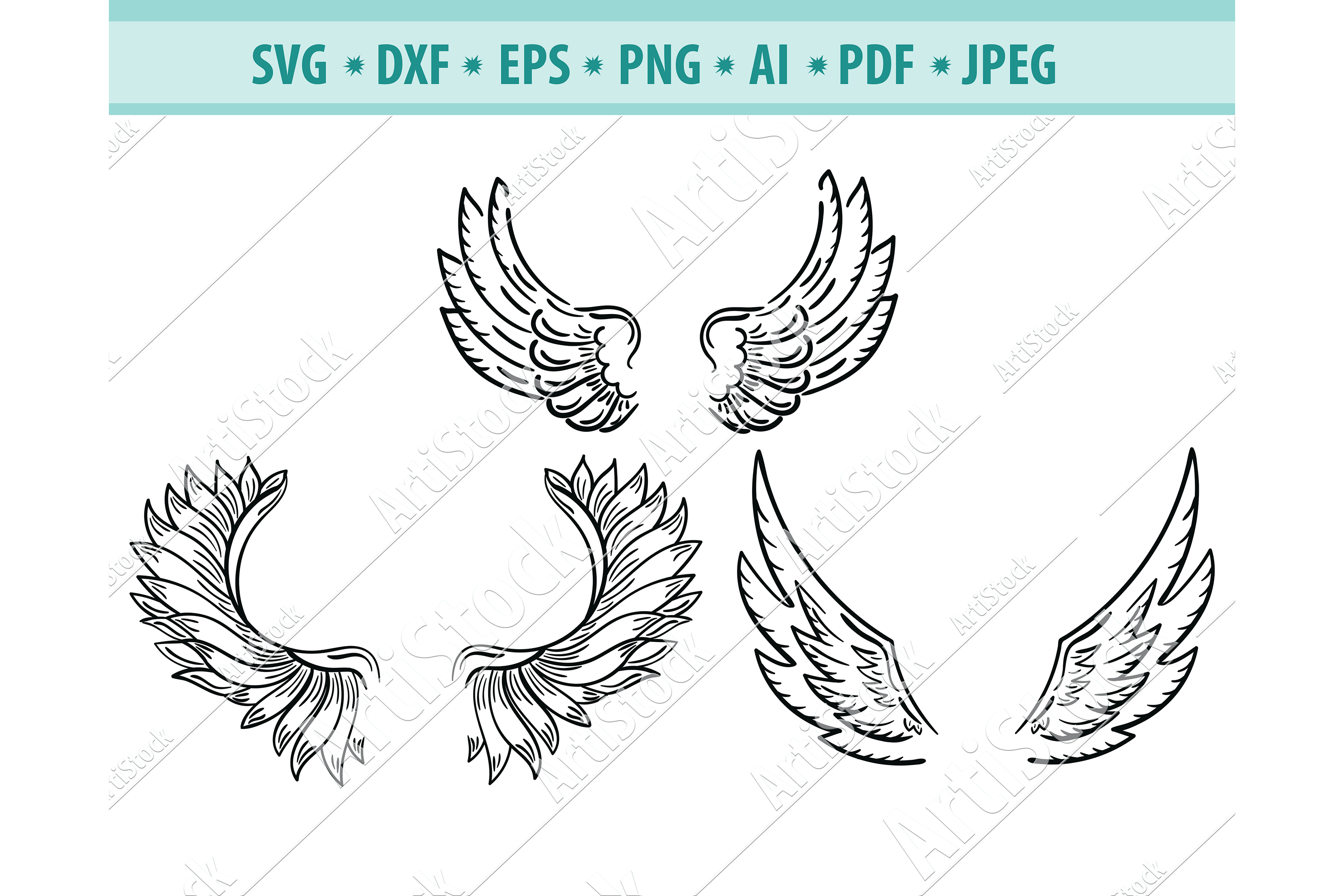 Download Wings Svg, Angel Wings svg, Heaven clipart Dxf, Png, Eps