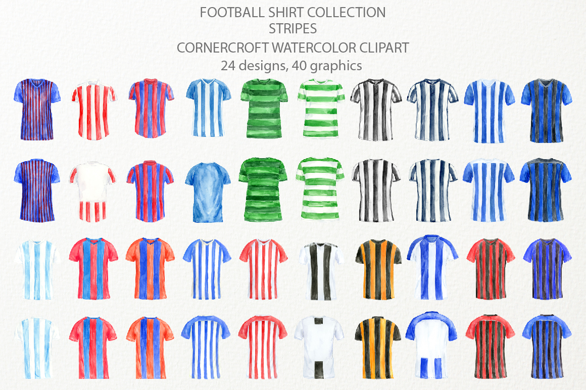 Striped football shirt clipart, sport clipart (102596) | Illustrations
