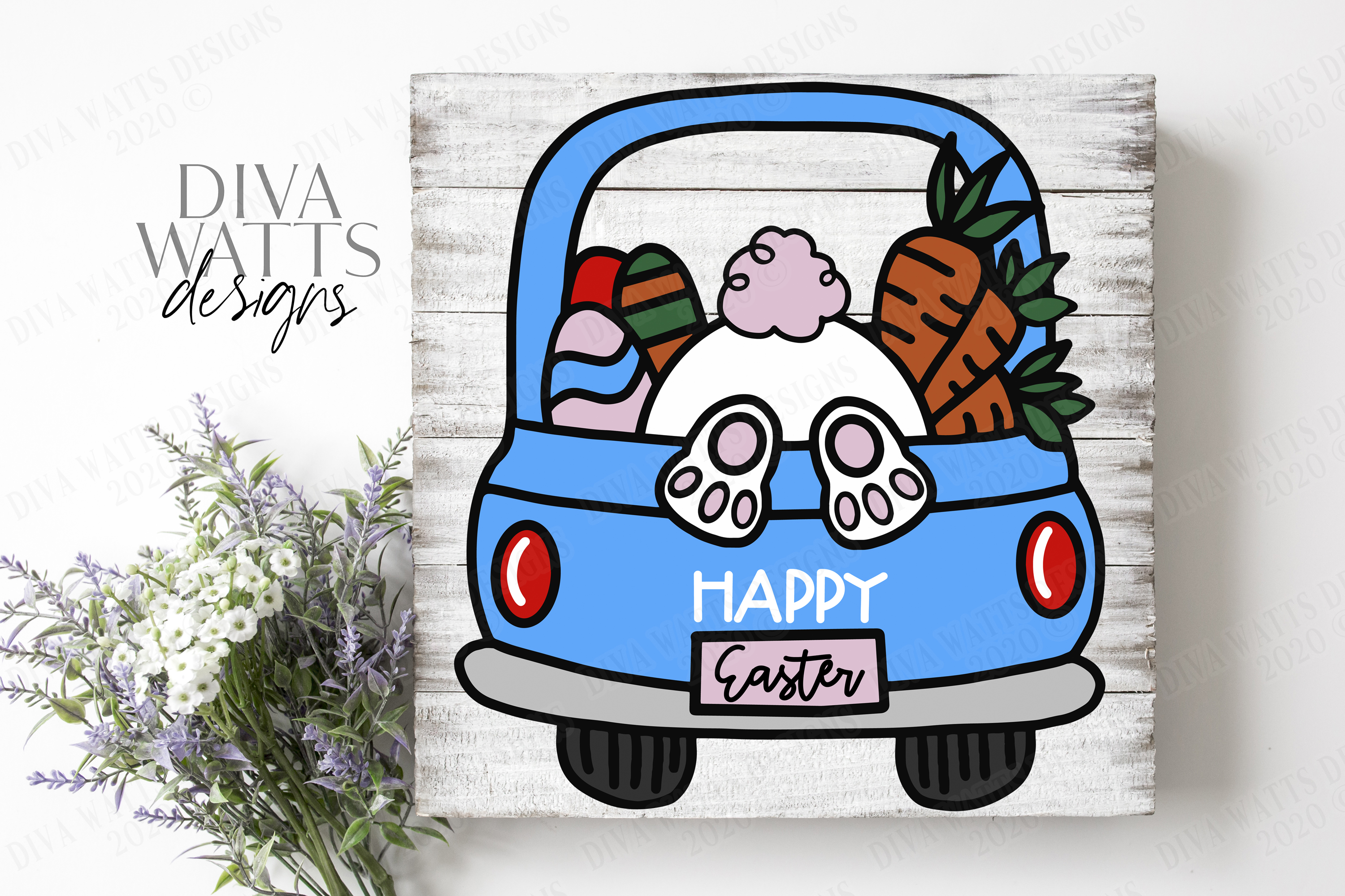 Download Happy Easter Bunny Truck Eggs Carrots Farmhouse Svg 480163 Svgs Design Bundles