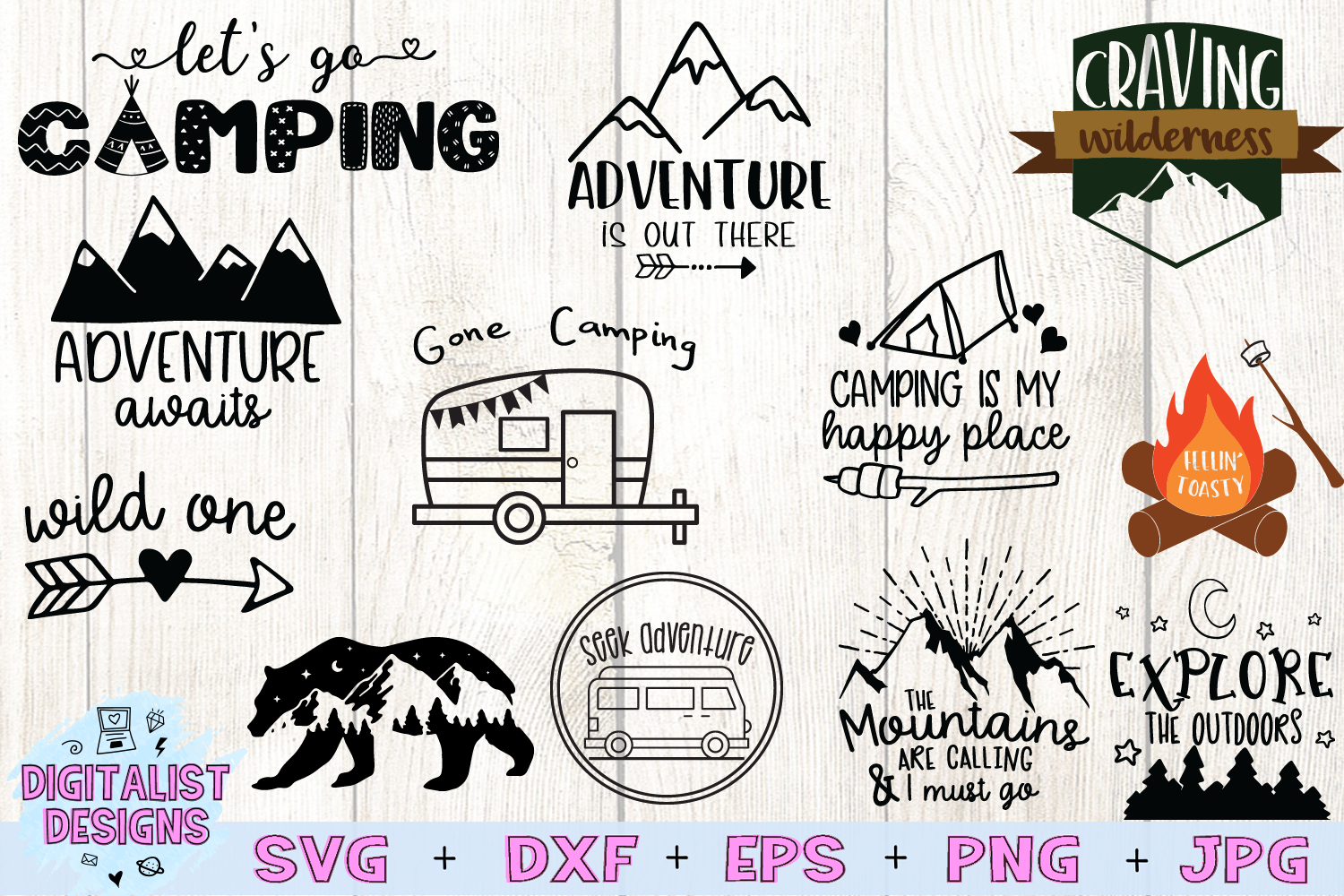 Download Happy Camper SVG Bundle, 12 Camping SVG Designs (84865 ...