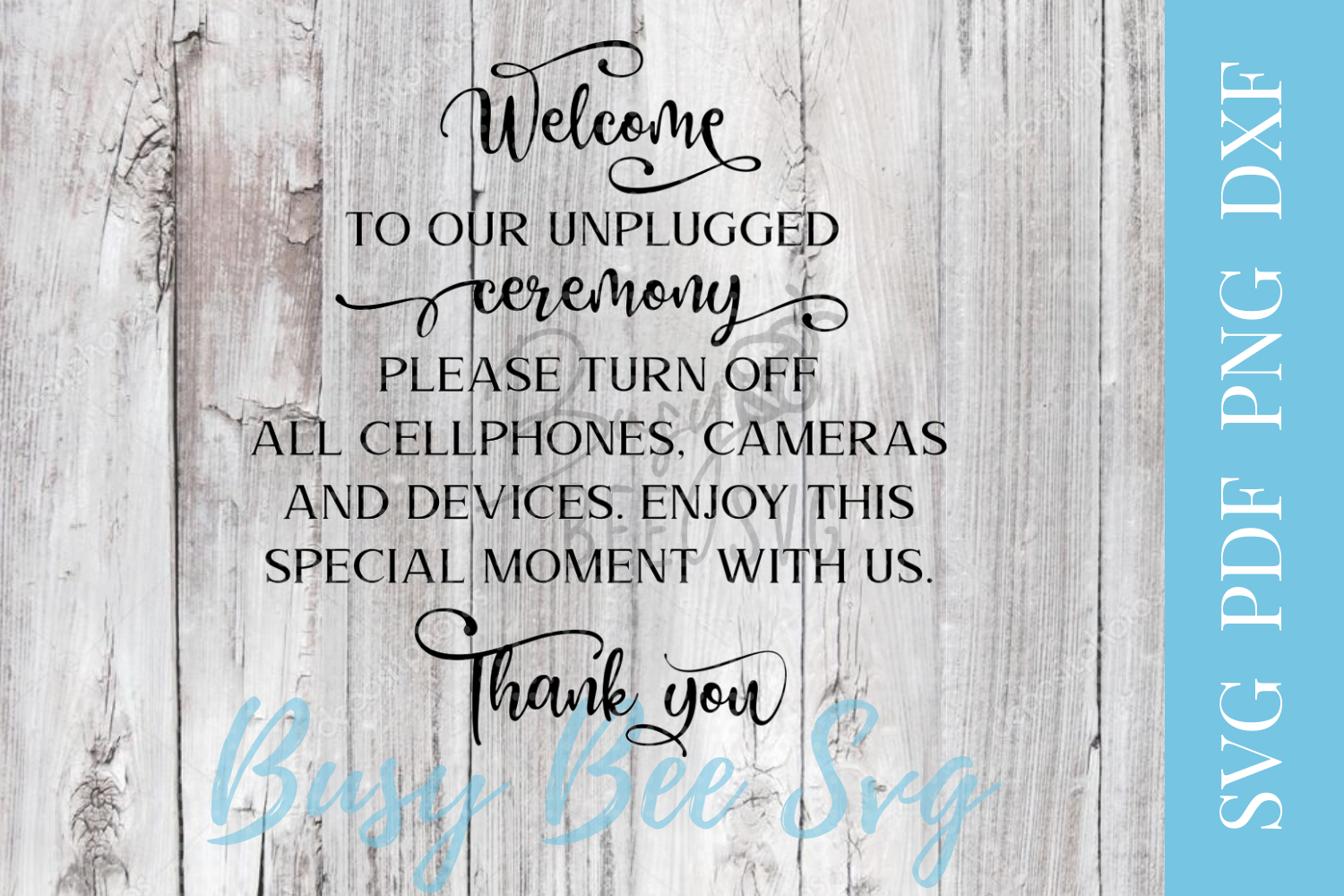 Download Wedding Unplugged Ceremony Sign SVG PDF PNG DXF