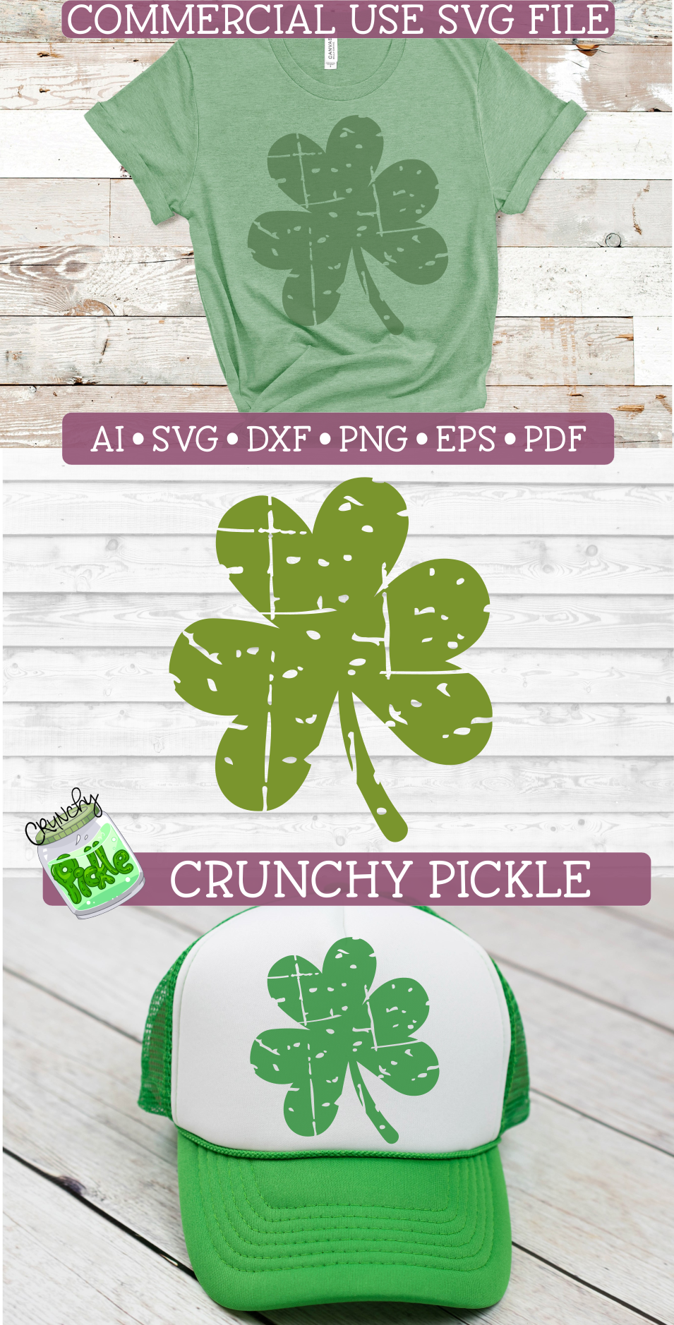 Download Grunge Distressed Shamrock Clover St. Patrick's Day SVG ...