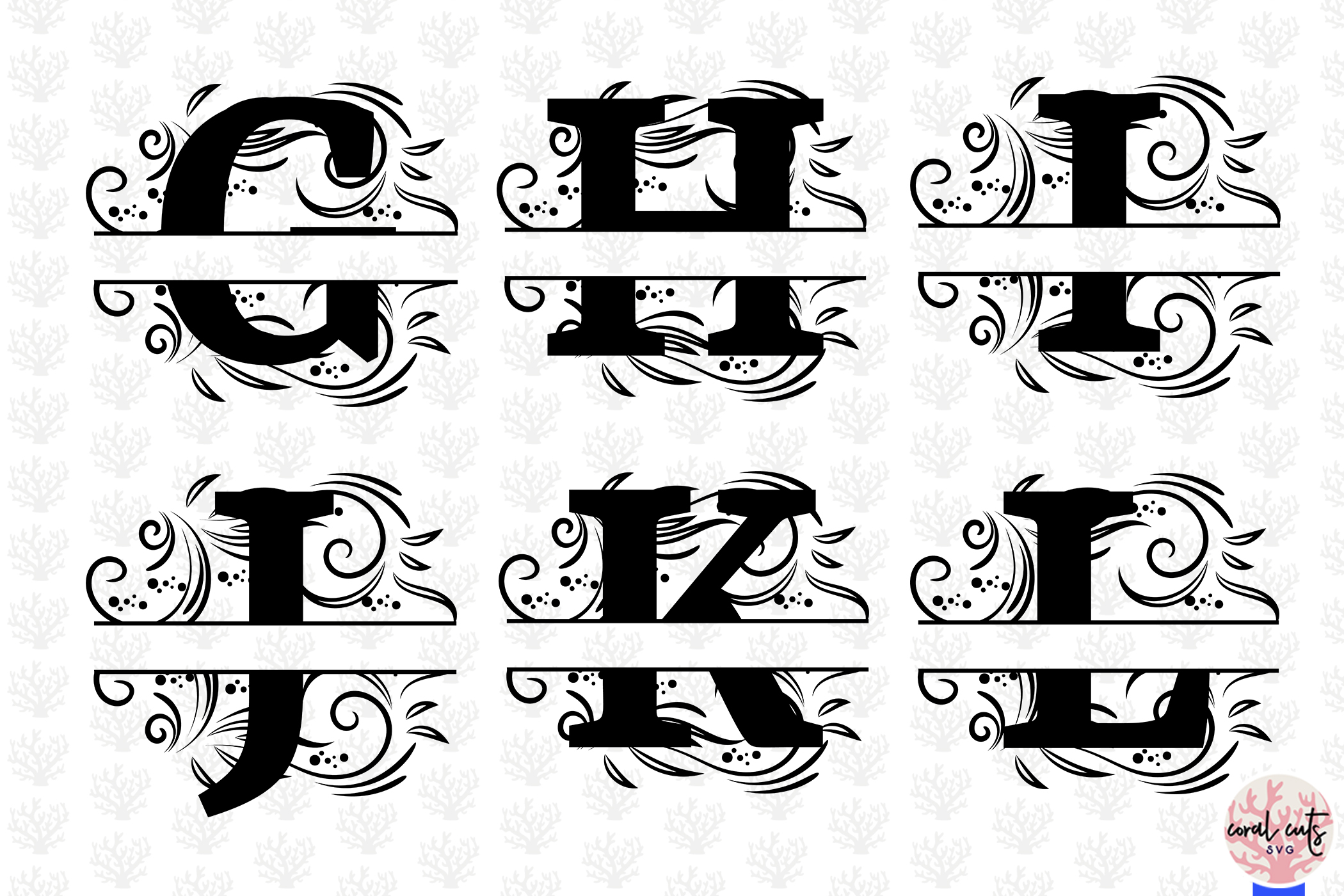 Download Floral Split Alphabet Monogram - Svg EPS DXF PNG File