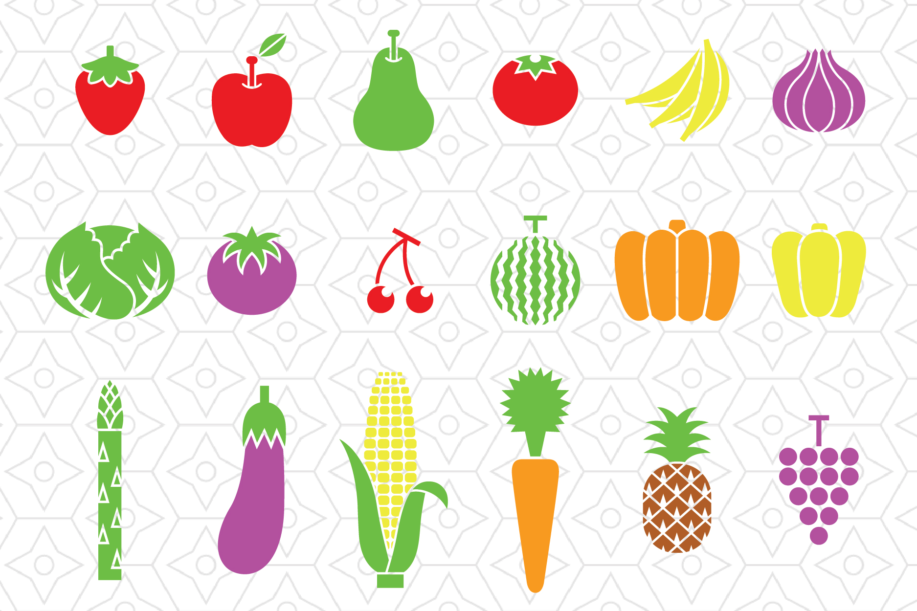 Download Fruits and Vegetables Decal Collection, SVG, DXF and AI ...