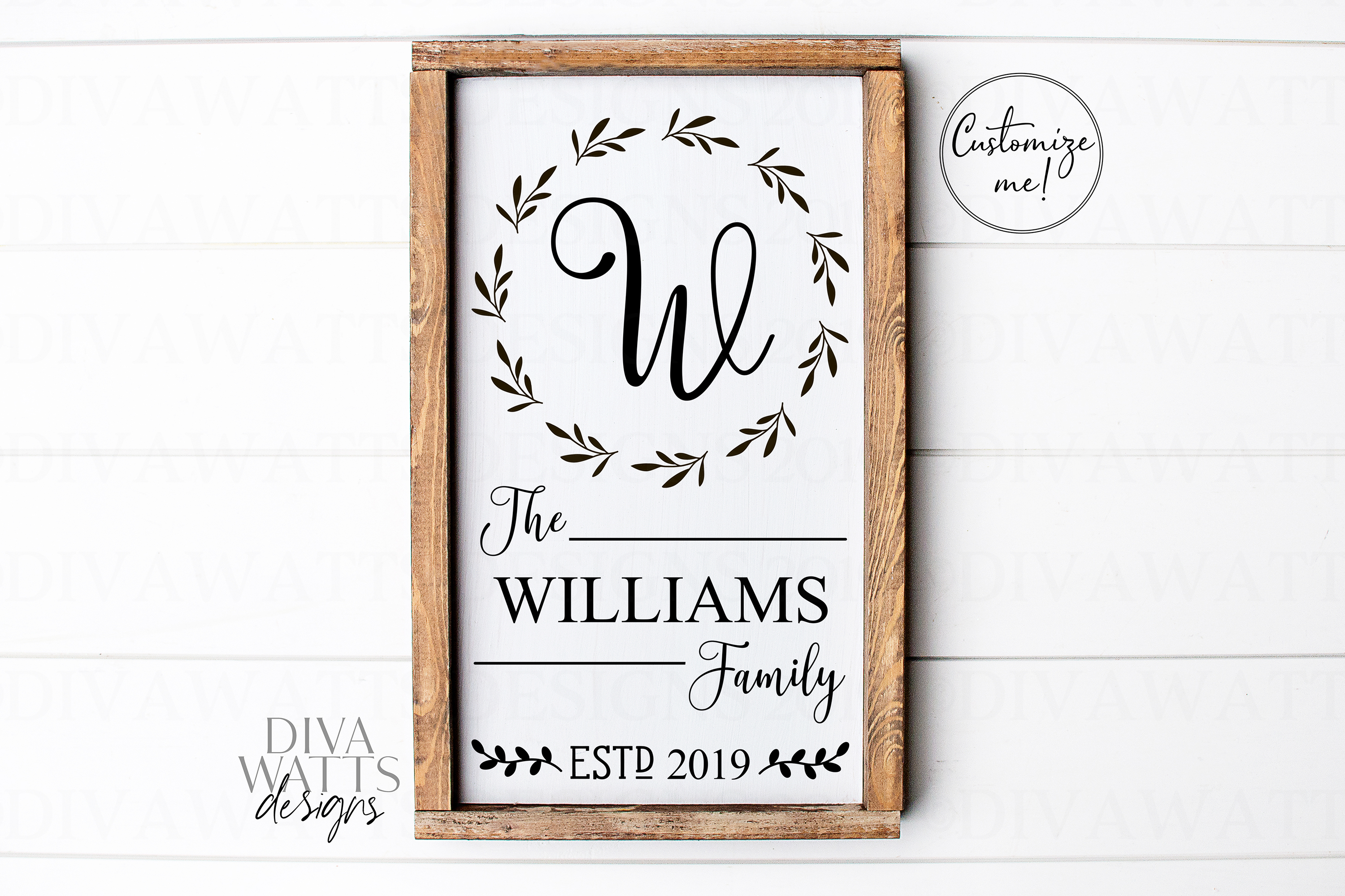 Download Monogram Wreath Family Last Name Farmhouse Sign SVG (412355) | SVGs | Design Bundles