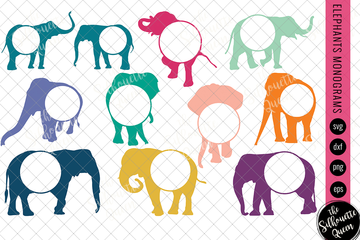 Download Elephant Svg, Monogram Svg, Circle Frames, Cuttable Design