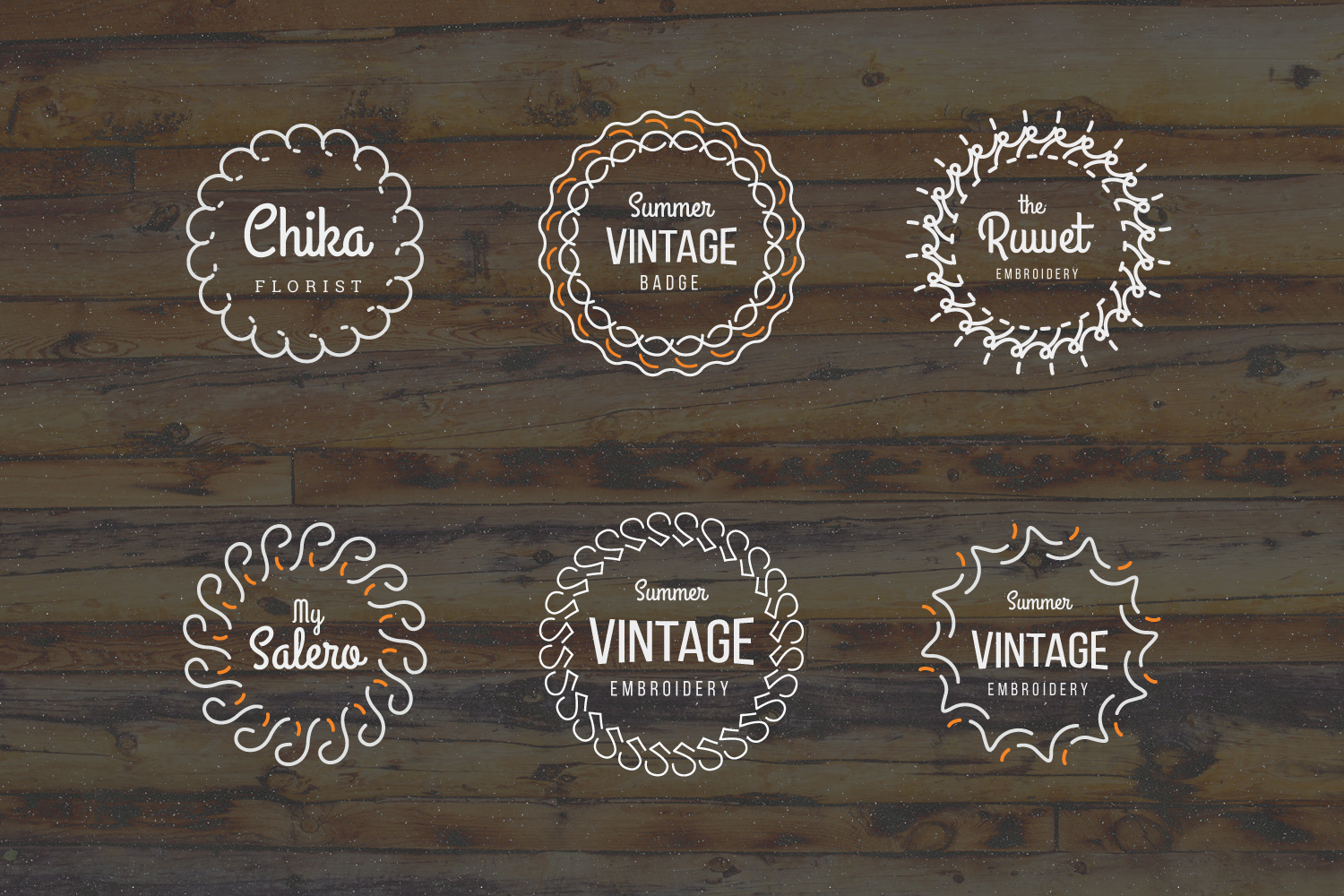 24 Vintage Circle Badges