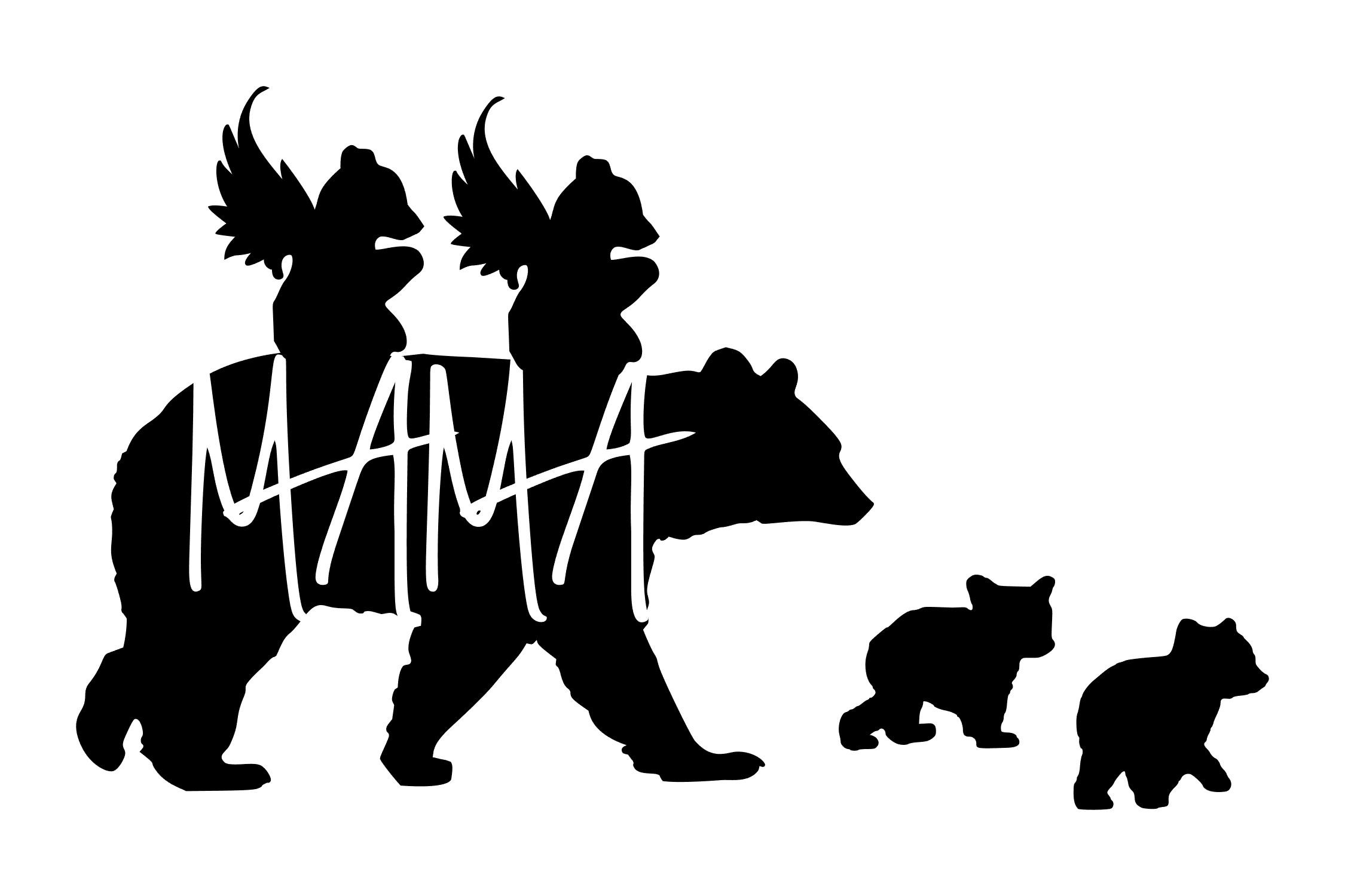 Download Mama Bear with 2 babies and 2 angels - SVG PNG EPS