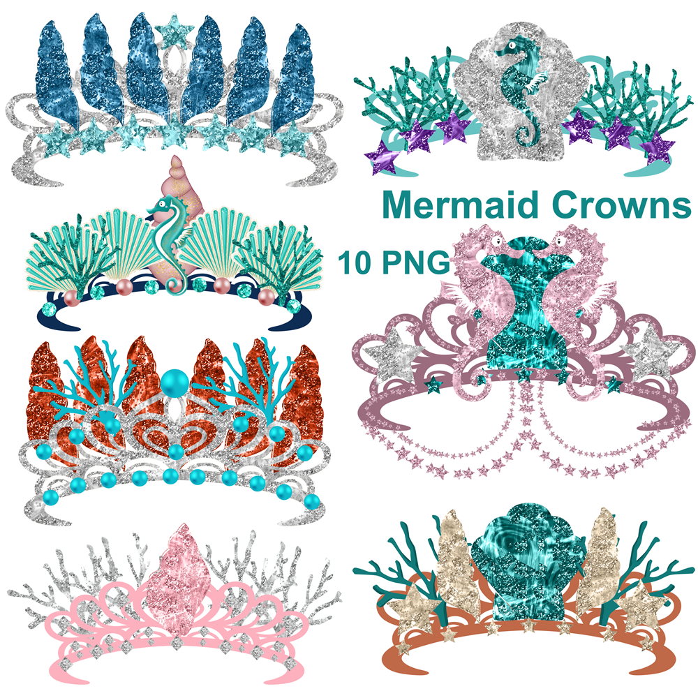 Template Mermaid Crown Printable