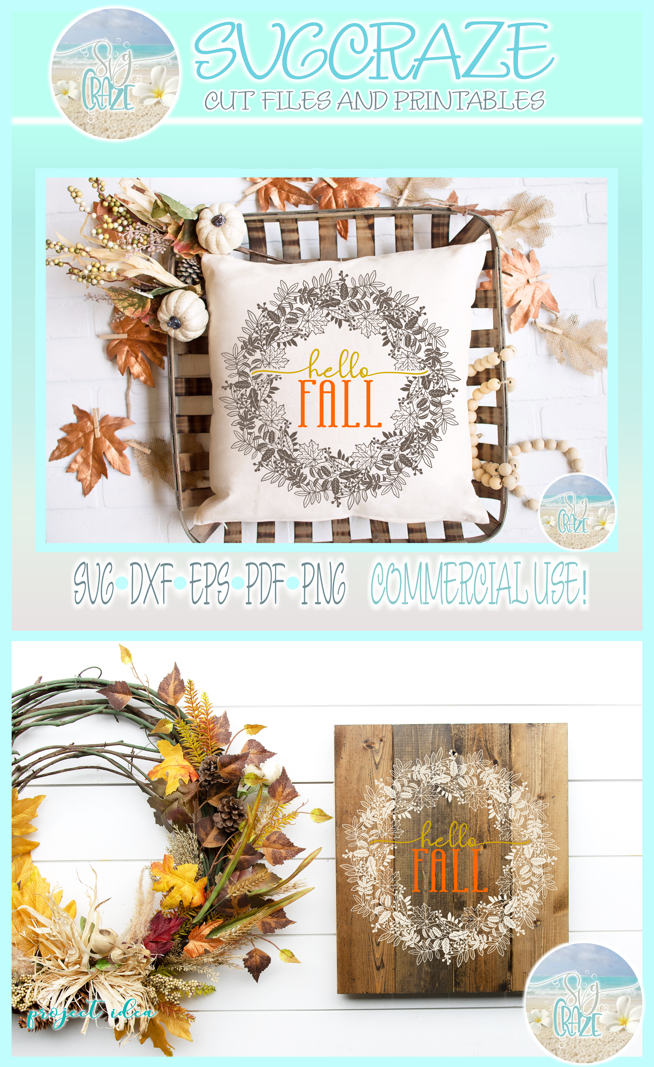 Download Hello Fall Leaf Wreath Autumn Mandala SVG