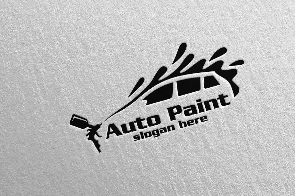 Download Car Painting Logo with Spray Gun and Sport Car Concept 8