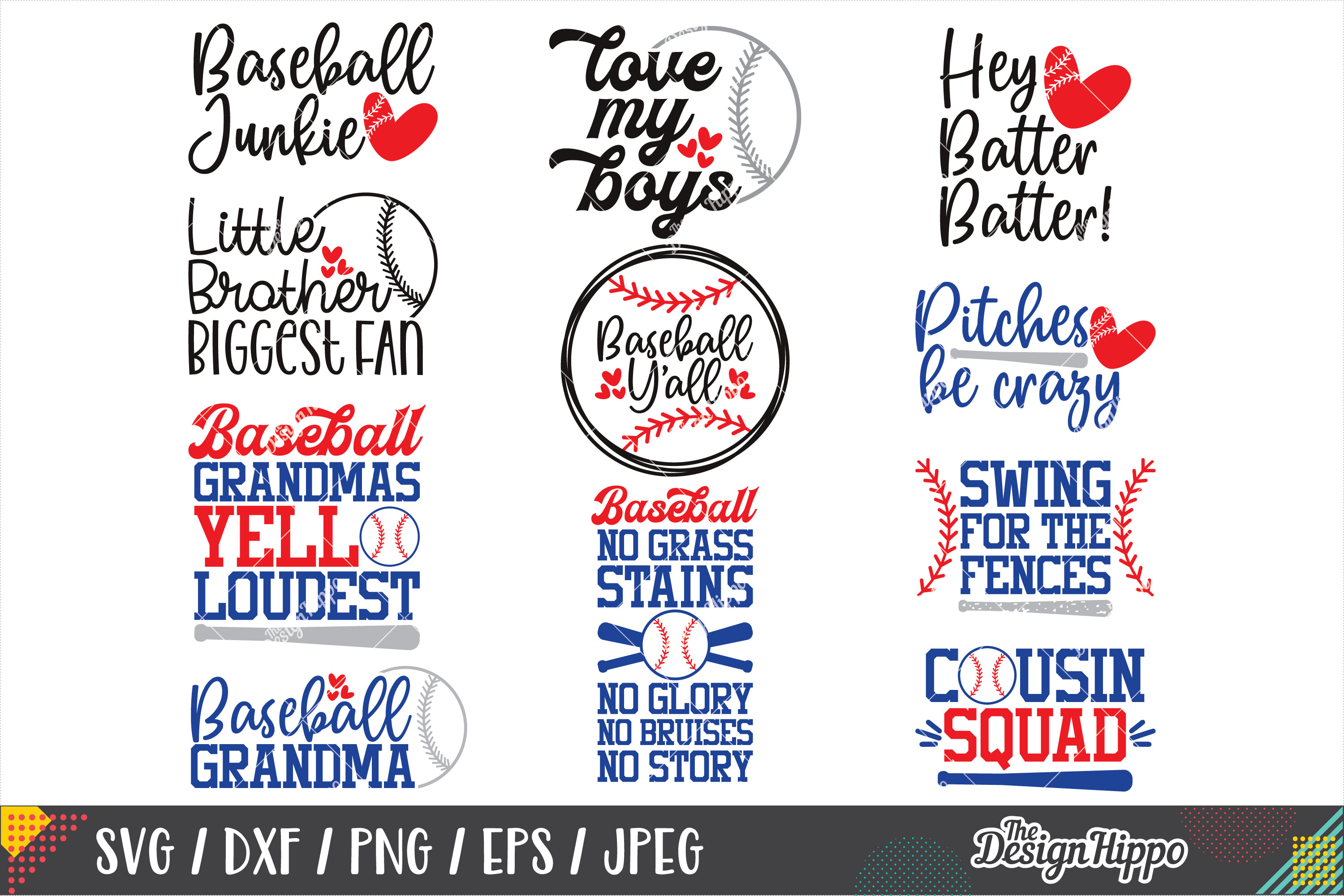 Download Baseball SVG Bundle, 30 Designs, DXF PNG EPS Cutting Files