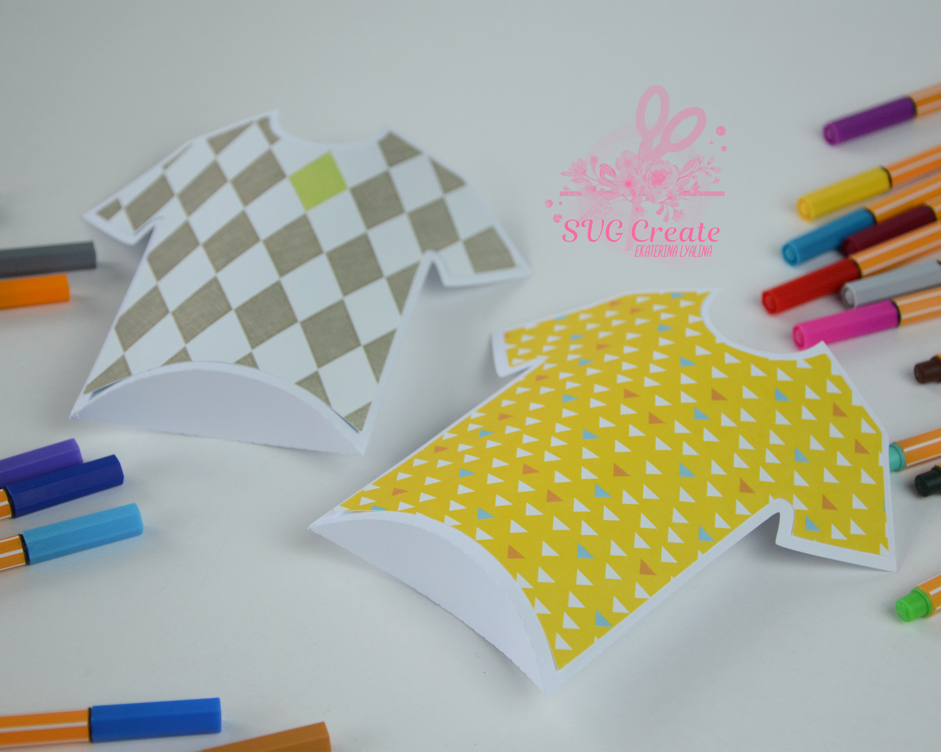Download Pillow T-shirt box template gift file favor papercut svg diy (178909) | Scrapbooking | Design ...